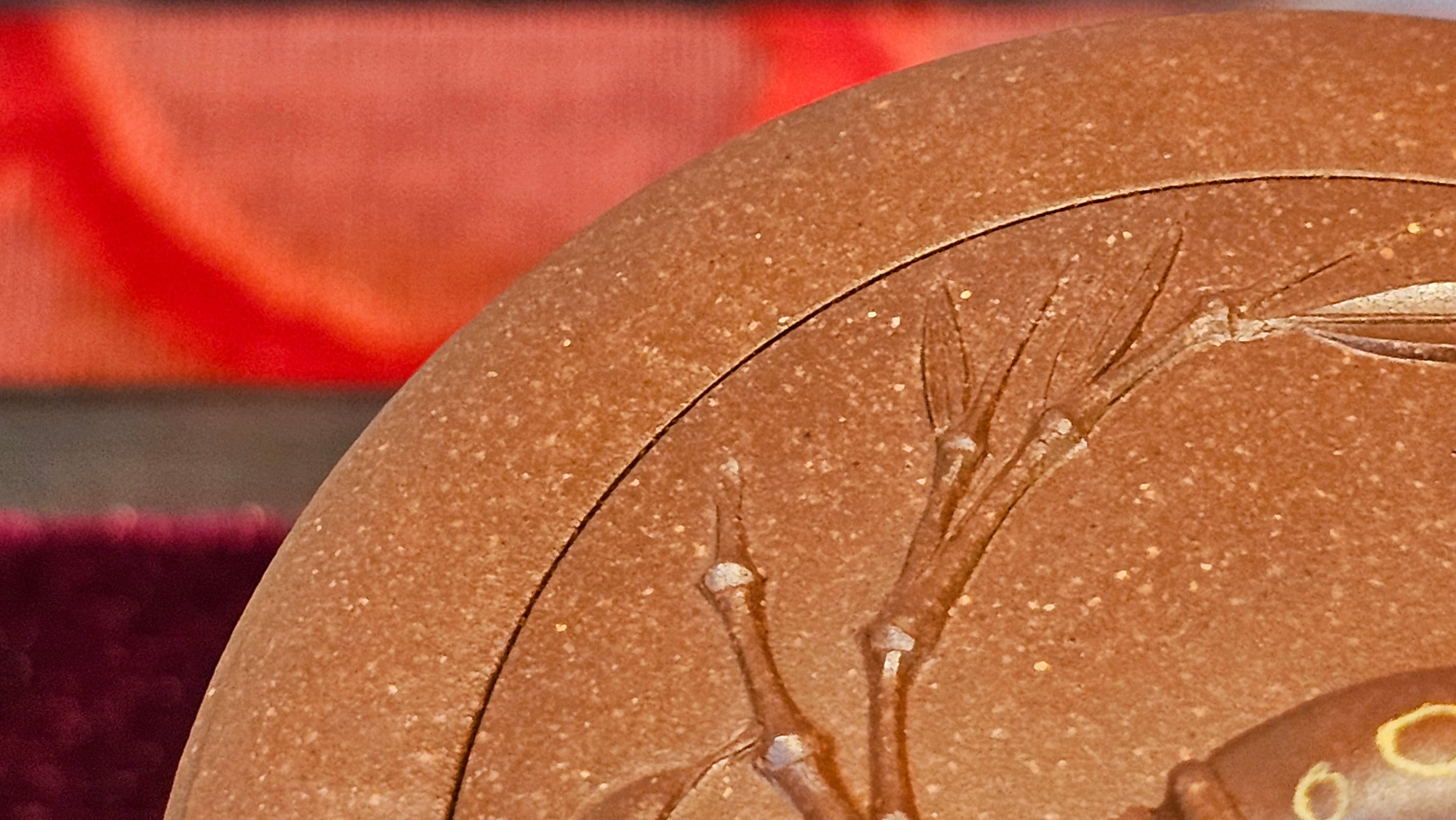 《湘妃竹段》"Xiang Fei Zhu Duan", 238.3ml, Di Cao Qing Zi Ni with Duan Ni Clay embellishments for the characteristic "Xiang Fei Bamboo" Patterns, by L4 Assoc Master Yu Chun Lei 俞春雷 ~!Congratulations to Ms S.M.! 1558hrs 4th Sept 2025, Velden! The Netherlands🇳🇱.