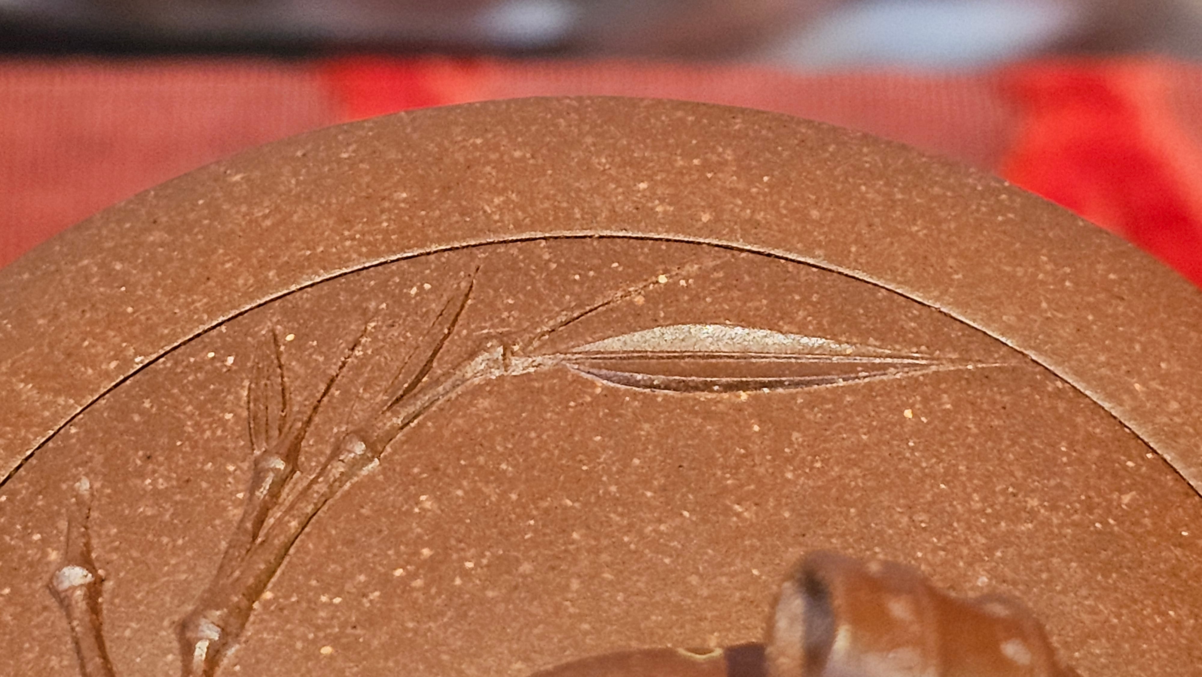 《湘妃竹段》"Xiang Fei Zhu Duan", 238.3ml, Di Cao Qing Zi Ni with Duan Ni Clay embellishments for the characteristic "Xiang Fei Bamboo" Patterns, by L4 Assoc Master Yu Chun Lei 俞春雷 ~!Congratulations to Ms S.M.! 1558hrs 4th Sept 2025, Velden! The Netherlands🇳🇱.