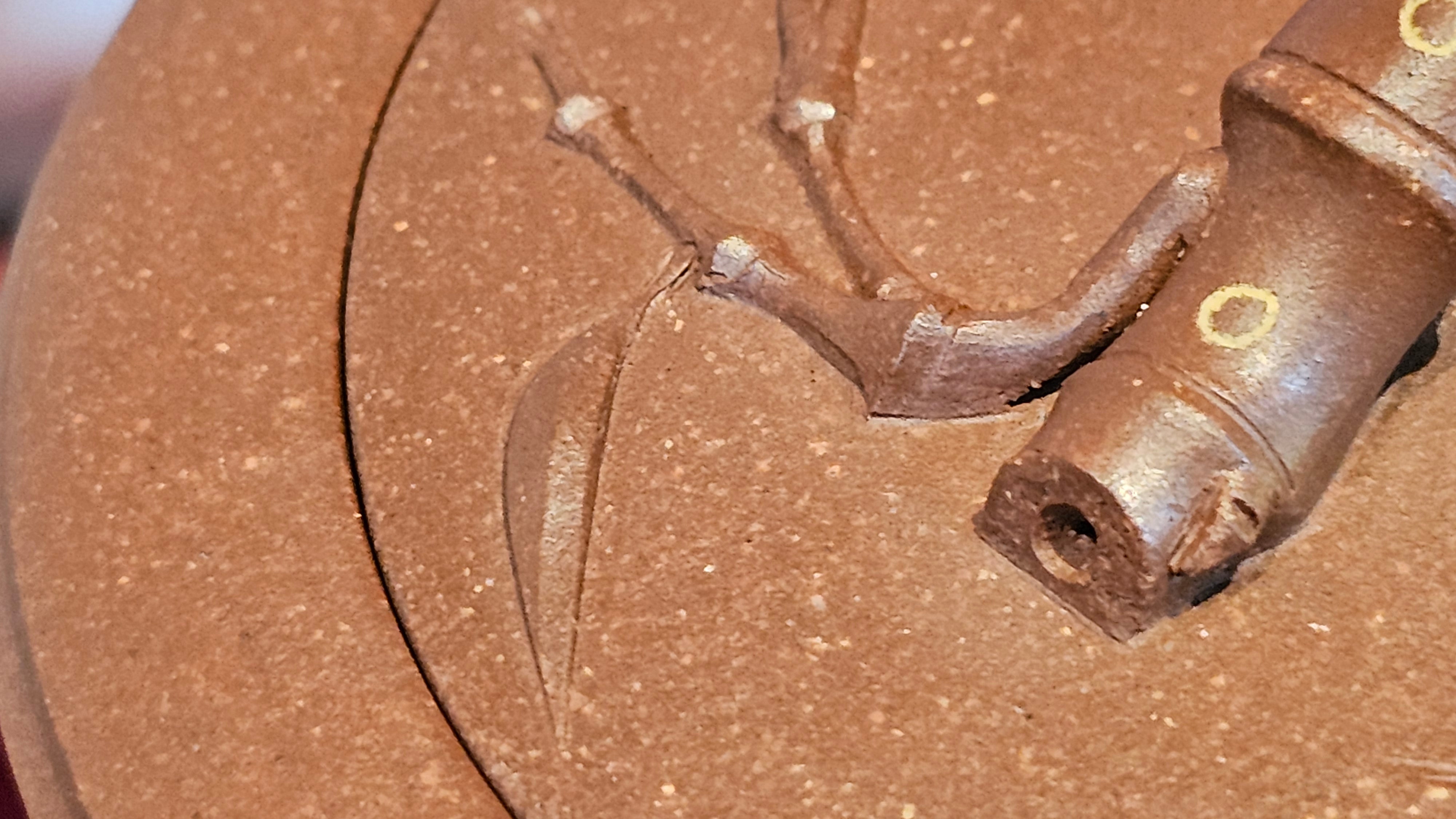 《湘妃竹段》"Xiang Fei Zhu Duan", 238.3ml, Di Cao Qing Zi Ni with Duan Ni Clay embellishments for the characteristic "Xiang Fei Bamboo" Patterns, by L4 Assoc Master Yu Chun Lei 俞春雷 ~!Congratulations to Ms S.M.! 1558hrs 4th Sept 2025, Velden! The Netherlands🇳🇱.