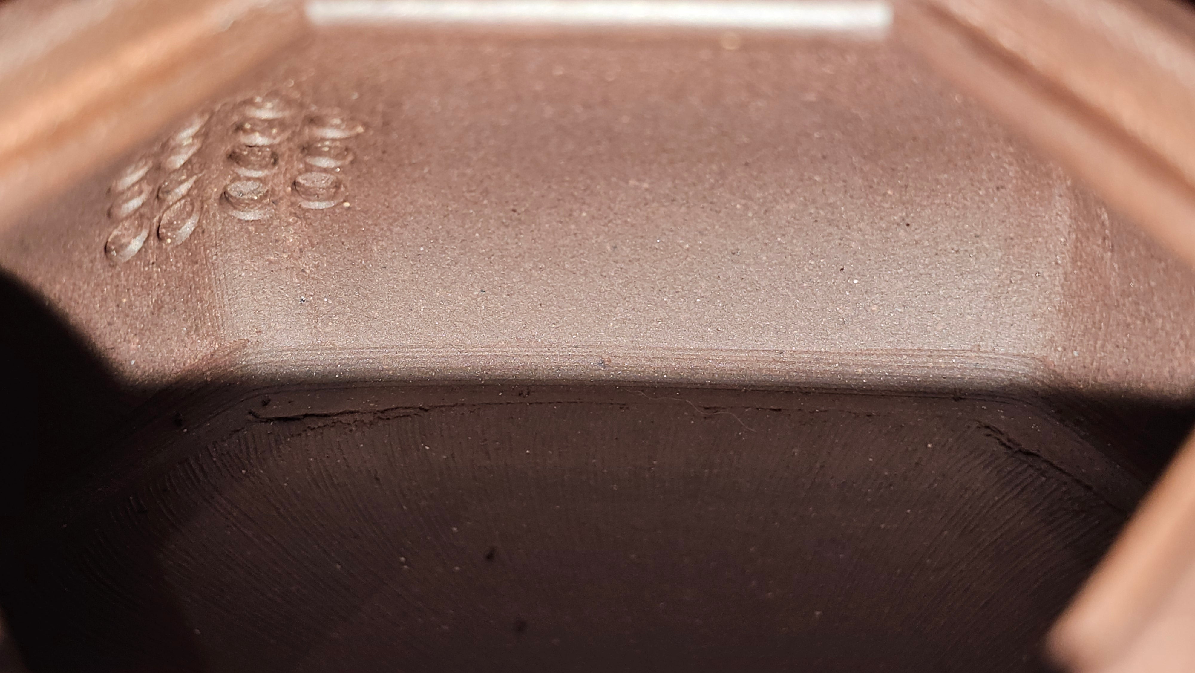 《六方半月》"Liu Fang Ban Yue", 290.1ml, "一饮涤昏寐，情思爽朗满天地" and Lotus Flower nengraving, Di Cao Qing Zi Ni 底槽青紫泥, by L2A Senior Consummate Artist Yuan Hui 袁辉 ~ Congratulations!to Ms M.L., 0732hrs 6th Sept 2025, Phoenix, AZ!