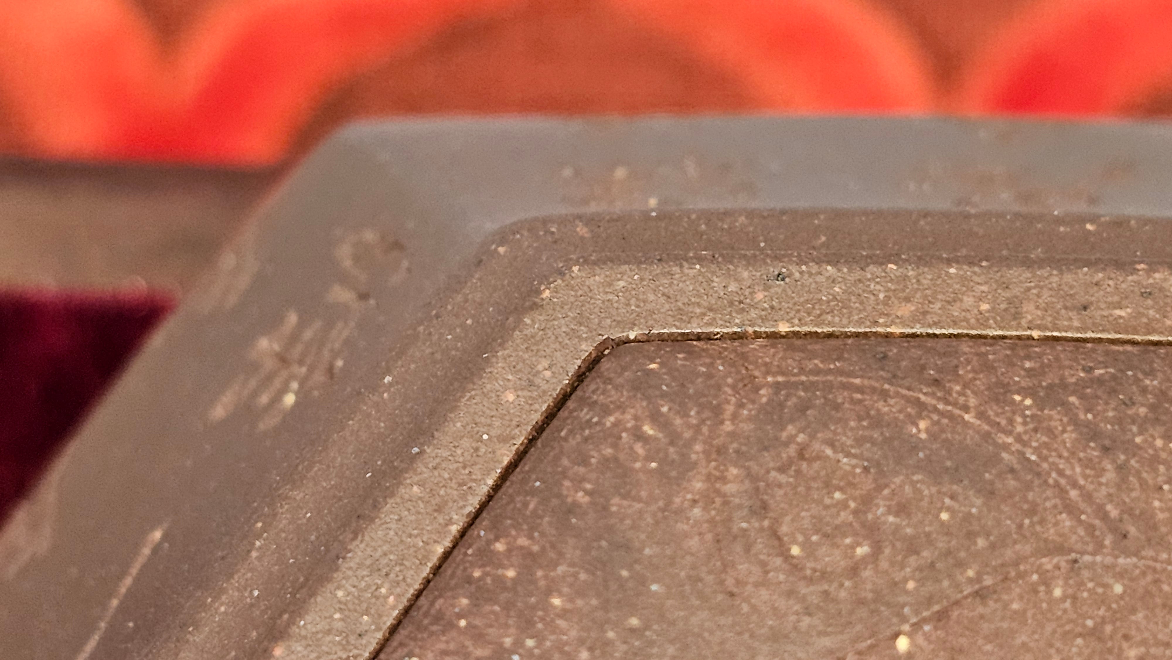 《六方半月》"Liu Fang Ban Yue", 290.1ml, "一饮涤昏寐，情思爽朗满天地" and Lotus Flower nengraving, Di Cao Qing Zi Ni 底槽青紫泥, by L2A Senior Consummate Artist Yuan Hui 袁辉 ~ Congratulations!to Ms M.L., 0732hrs 6th Sept 2025, Phoenix, AZ!