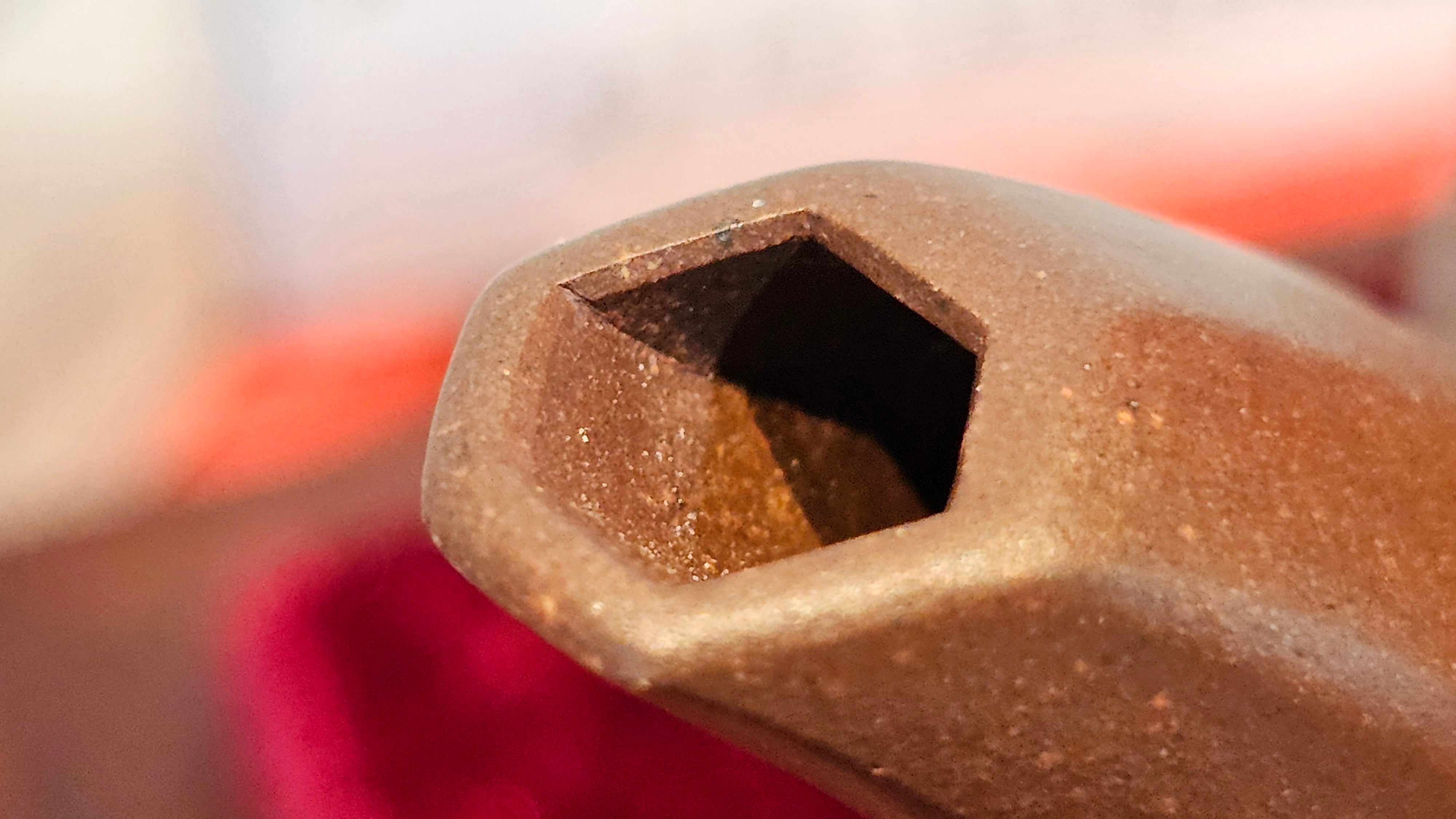 《六方半月》"Liu Fang Ban Yue", 290.1ml, "一饮涤昏寐，情思爽朗满天地" and Lotus Flower nengraving, Di Cao Qing Zi Ni 底槽青紫泥, by L2A Senior Consummate Artist Yuan Hui 袁辉 ~ Congratulations!to Ms M.L., 0732hrs 6th Sept 2025, Phoenix, AZ!