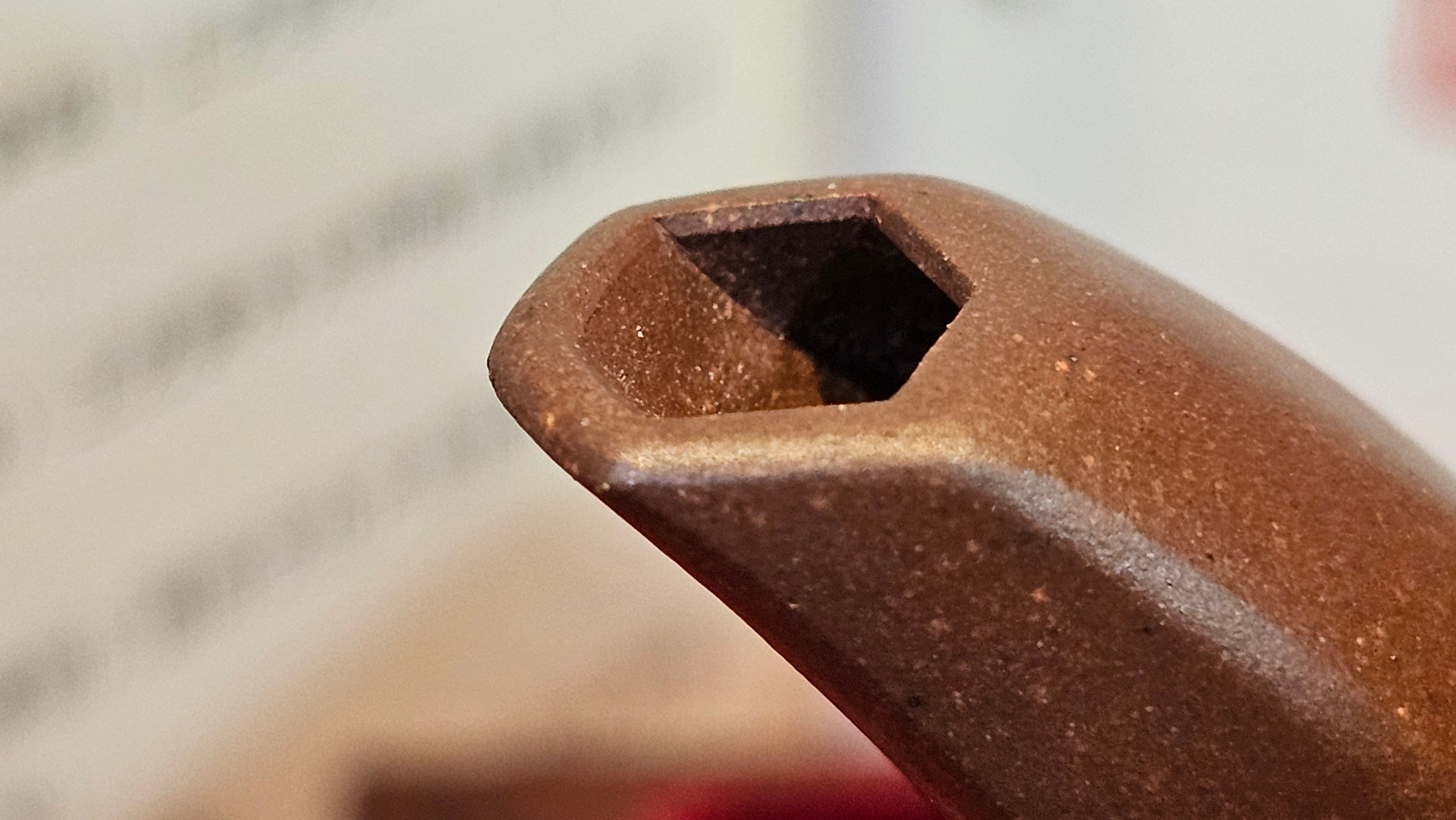 《六方半月》"Liu Fang Ban Yue", 290.1ml, "一饮涤昏寐，情思爽朗满天地" and Lotus Flower nengraving, Di Cao Qing Zi Ni 底槽青紫泥, by L2A Senior Consummate Artist Yuan Hui 袁辉 ~ Congratulations!to Ms M.L., 0732hrs 6th Sept 2025, Phoenix, AZ!