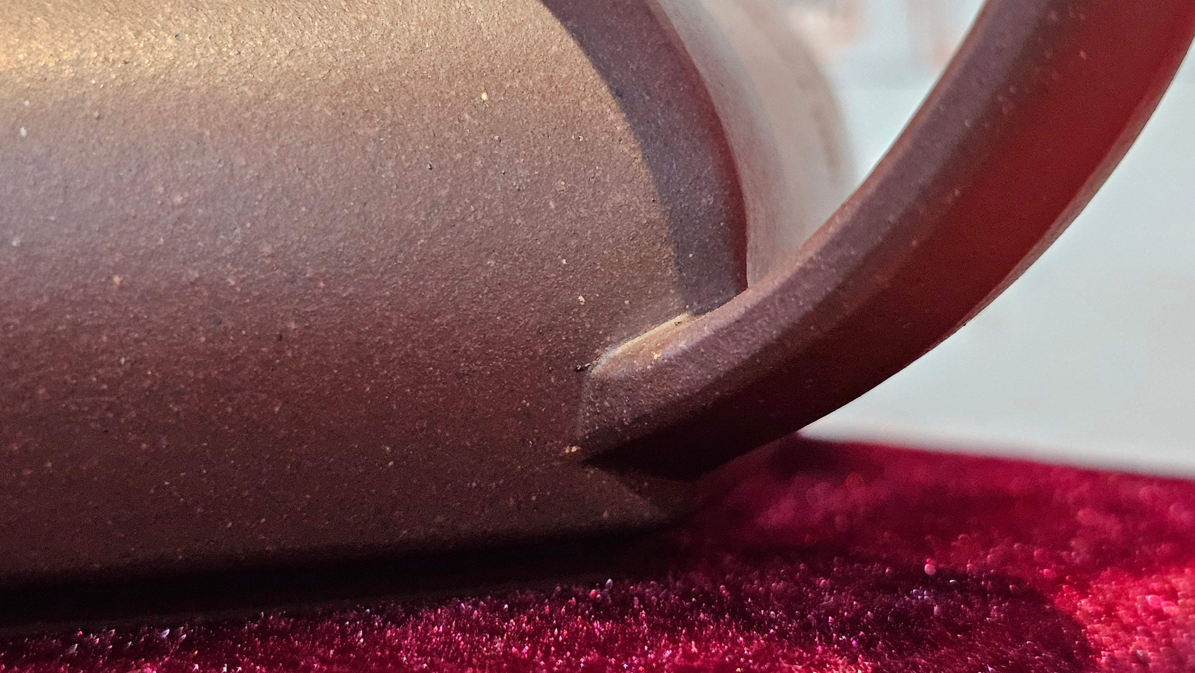 《六方半月》"Liu Fang Ban Yue", 290.1ml, "一饮涤昏寐，情思爽朗满天地" and Lotus Flower nengraving, Di Cao Qing Zi Ni 底槽青紫泥, by L2A Senior Consummate Artist Yuan Hui 袁辉 ~ Congratulations!to Ms M.L., 0732hrs 6th Sept 2025, Phoenix, AZ!