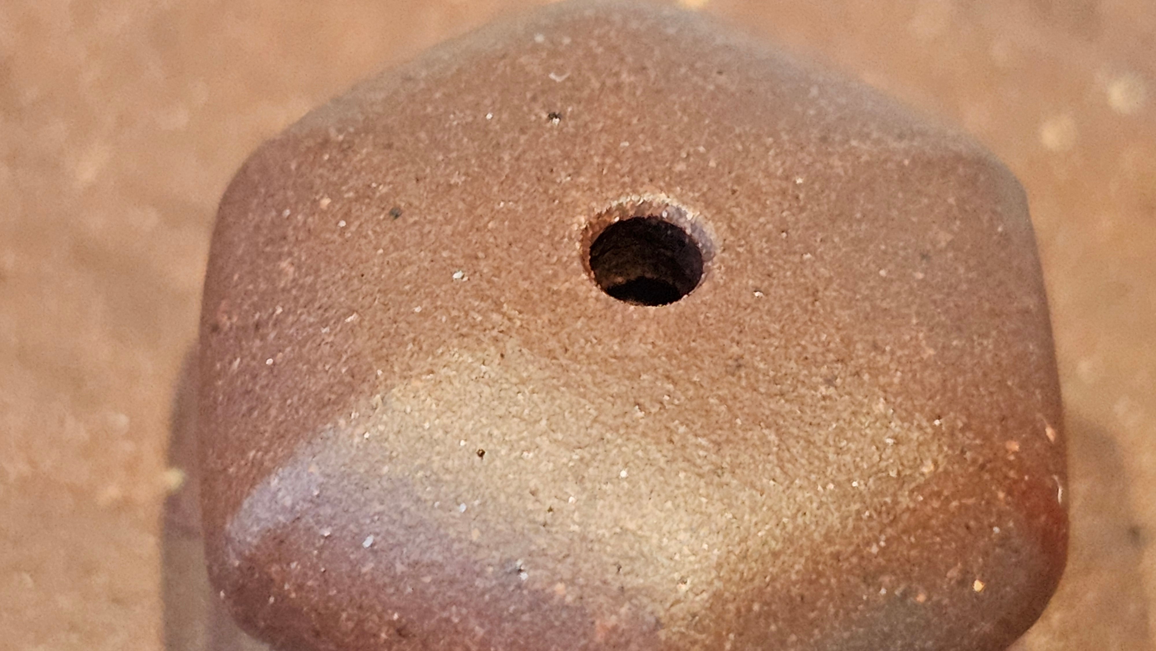 《六方半月》"Liu Fang Ban Yue", 290.1ml, "一饮涤昏寐，情思爽朗满天地" and Lotus Flower nengraving, Di Cao Qing Zi Ni 底槽青紫泥, by L2A Senior Consummate Artist Yuan Hui 袁辉 ~ Congratulations!to Ms M.L., 0732hrs 6th Sept 2025, Phoenix, AZ!