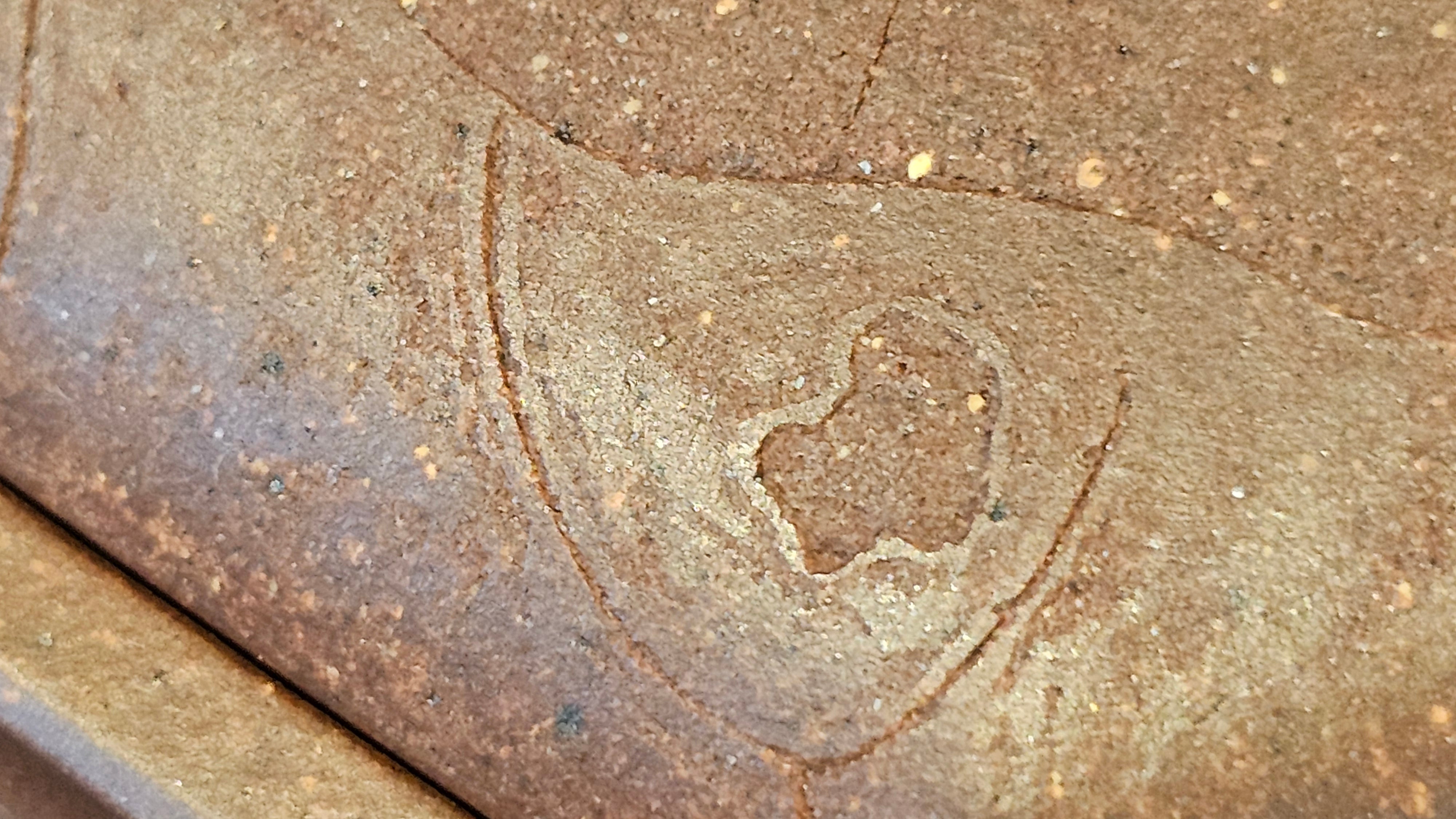 《六方半月》"Liu Fang Ban Yue", 290.1ml, "一饮涤昏寐，情思爽朗满天地" and Lotus Flower nengraving, Di Cao Qing Zi Ni 底槽青紫泥, by L2A Senior Consummate Artist Yuan Hui 袁辉 ~ Congratulations!to Ms M.L., 0732hrs 6th Sept 2025, Phoenix, AZ!