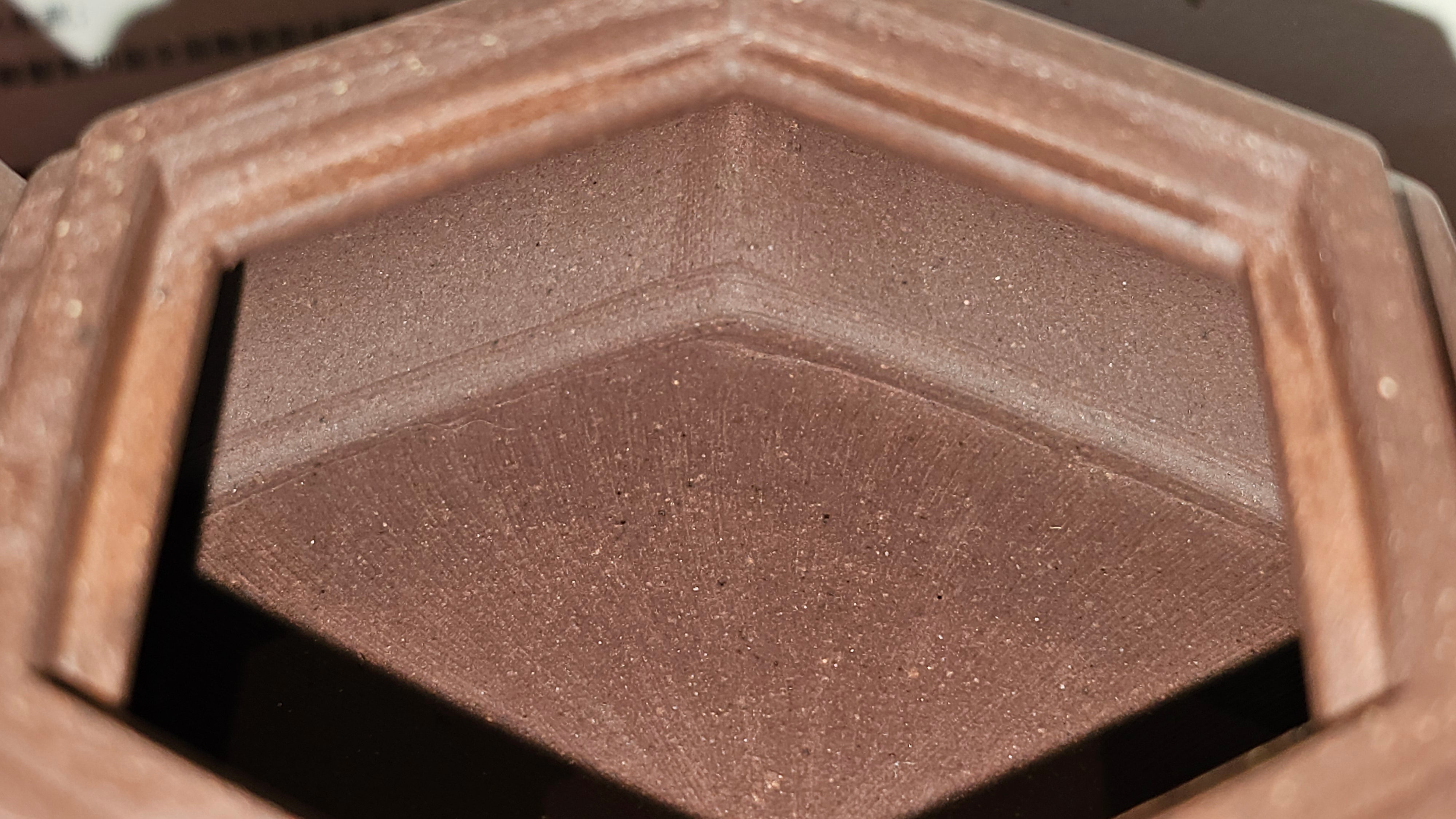 《六方半月》"Liu Fang Ban Yue", 290.1ml, "一饮涤昏寐，情思爽朗满天地" and Lotus Flower nengraving, Di Cao Qing Zi Ni 底槽青紫泥, by L2A Senior Consummate Artist Yuan Hui 袁辉 ~ Congratulations!to Ms M.L., 0732hrs 6th Sept 2025, Phoenix, AZ!