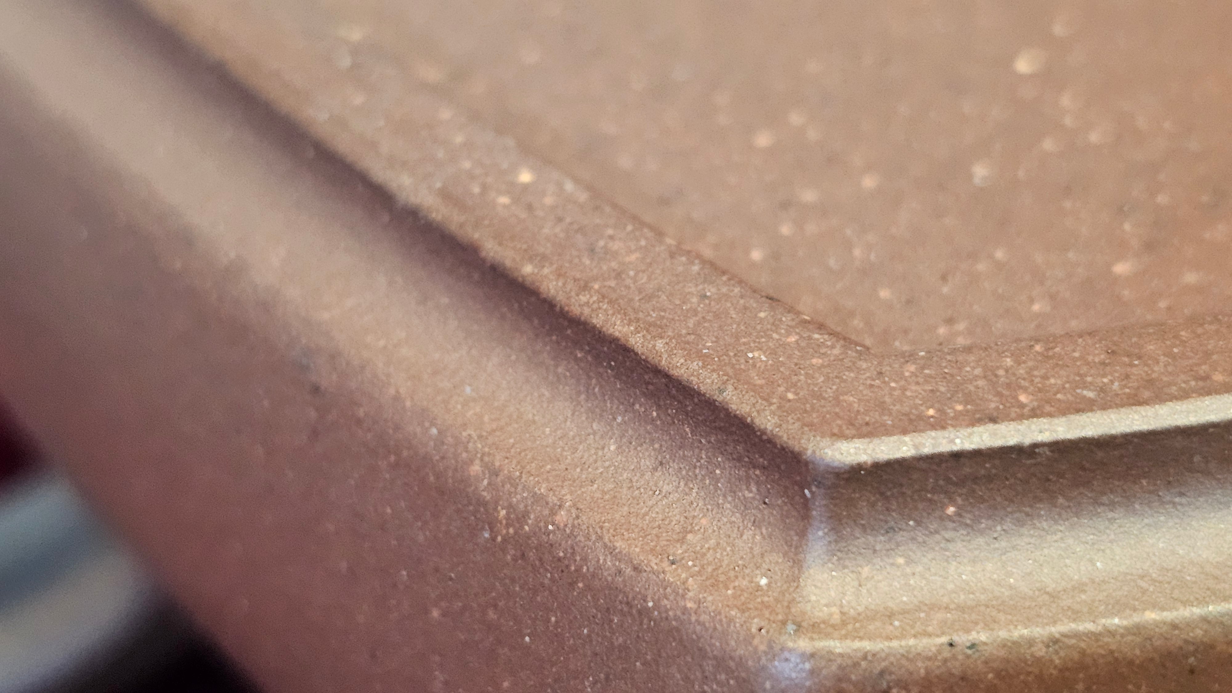 《六方半月》"Liu Fang Ban Yue", 290.1ml, "一饮涤昏寐，情思爽朗满天地" and Lotus Flower nengraving, Di Cao Qing Zi Ni 底槽青紫泥, by L2A Senior Consummate Artist Yuan Hui 袁辉 ~ Congratulations!to Ms M.L., 0732hrs 6th Sept 2025, Phoenix, AZ!