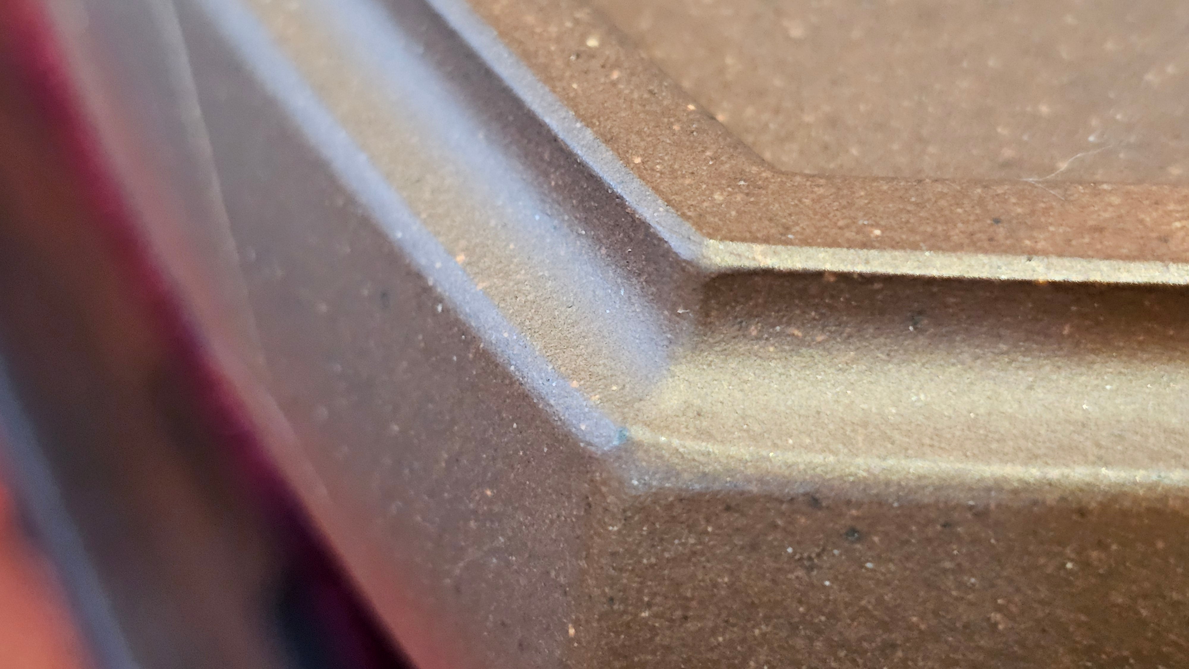 《六方半月》"Liu Fang Ban Yue", 290.1ml, "一饮涤昏寐，情思爽朗满天地" and Lotus Flower nengraving, Di Cao Qing Zi Ni 底槽青紫泥, by L2A Senior Consummate Artist Yuan Hui 袁辉 ~ Congratulations!to Ms M.L., 0732hrs 6th Sept 2025, Phoenix, AZ!