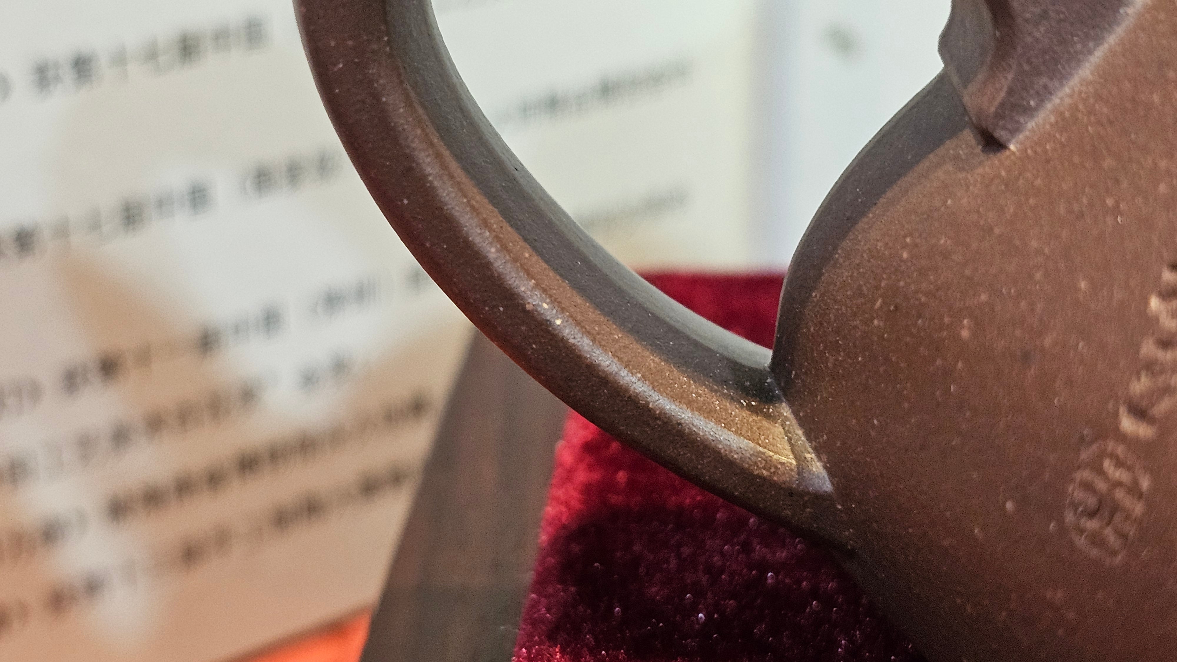 《六方半月》"Liu Fang Ban Yue", 290.1ml, "一饮涤昏寐，情思爽朗满天地" and Lotus Flower nengraving, Di Cao Qing Zi Ni 底槽青紫泥, by L2A Senior Consummate Artist Yuan Hui 袁辉 ~ Congratulations!to Ms M.L., 0732hrs 6th Sept 2025, Phoenix, AZ!