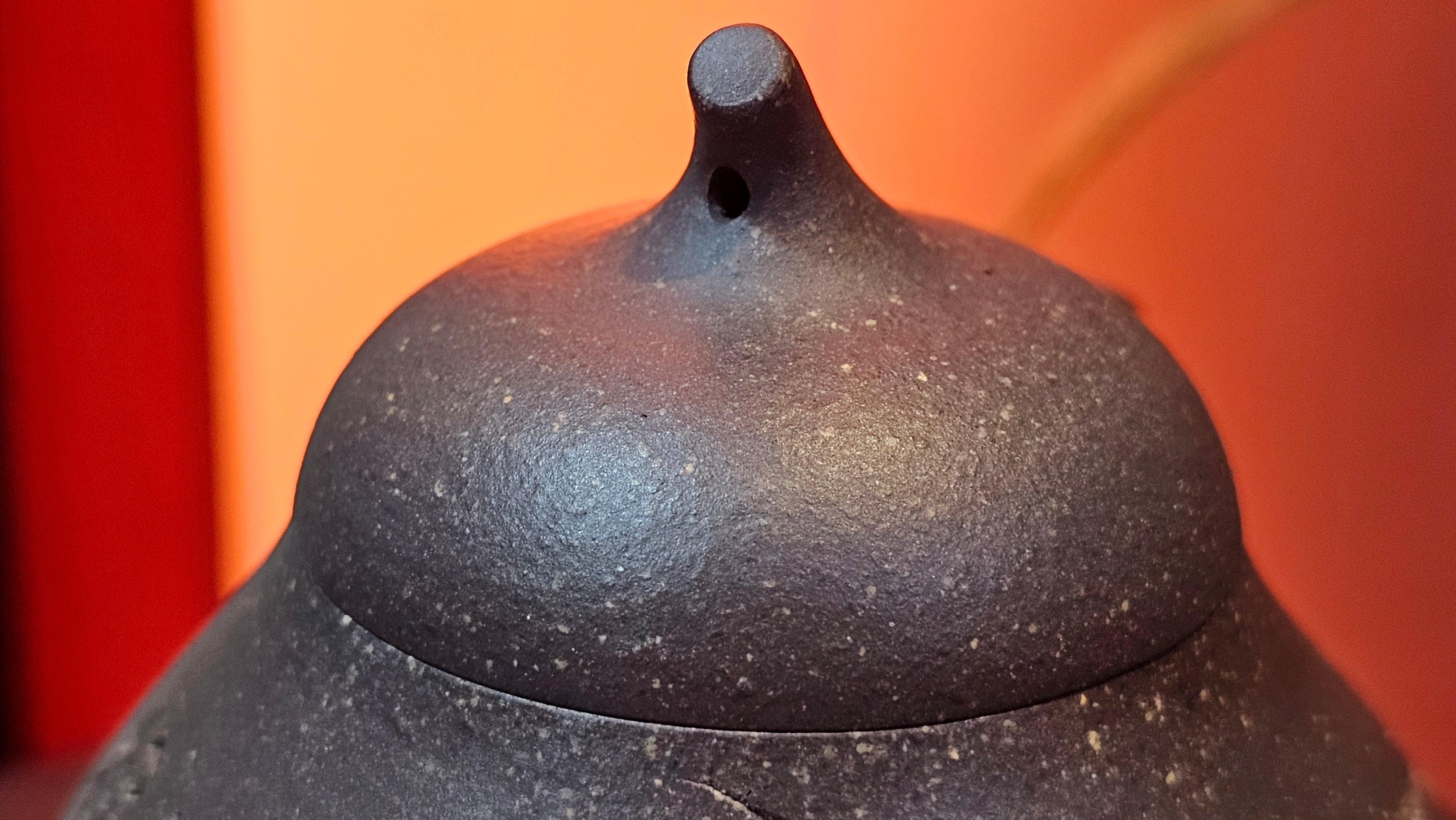 Qie Gua《茄瓜》~ "The Gourd", 153.8ml, Hei Zi Ni 黑紫泥, by our Craftsman Zhang Huan 张欢, Calligraphy and 兰花 Orchids Engraving by Craftsman Yi Cheng 逸成 ~!Congratulations to Mr J.S.! 1100hrs 17th Sept 2025, Chicago! IL!