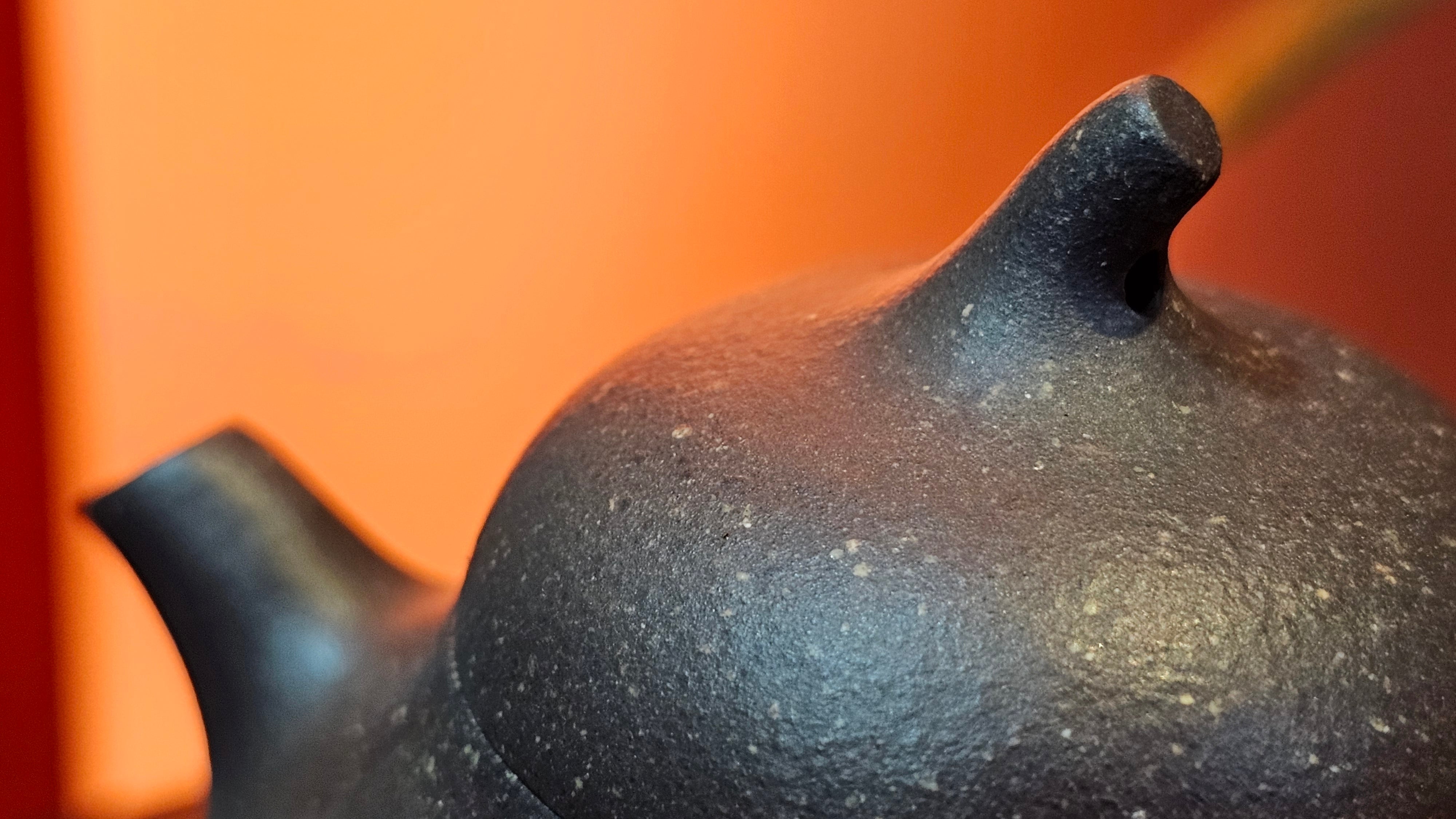 Qie Gua《茄瓜》~ "The Gourd", 153.8ml, Hei Zi Ni 黑紫泥, by our Craftsman Zhang Huan 张欢, Calligraphy and 兰花 Orchids Engraving by Craftsman Yi Cheng 逸成 ~!Congratulations to Mr J.S.! 1100hrs 17th Sept 2025, Chicago! IL!