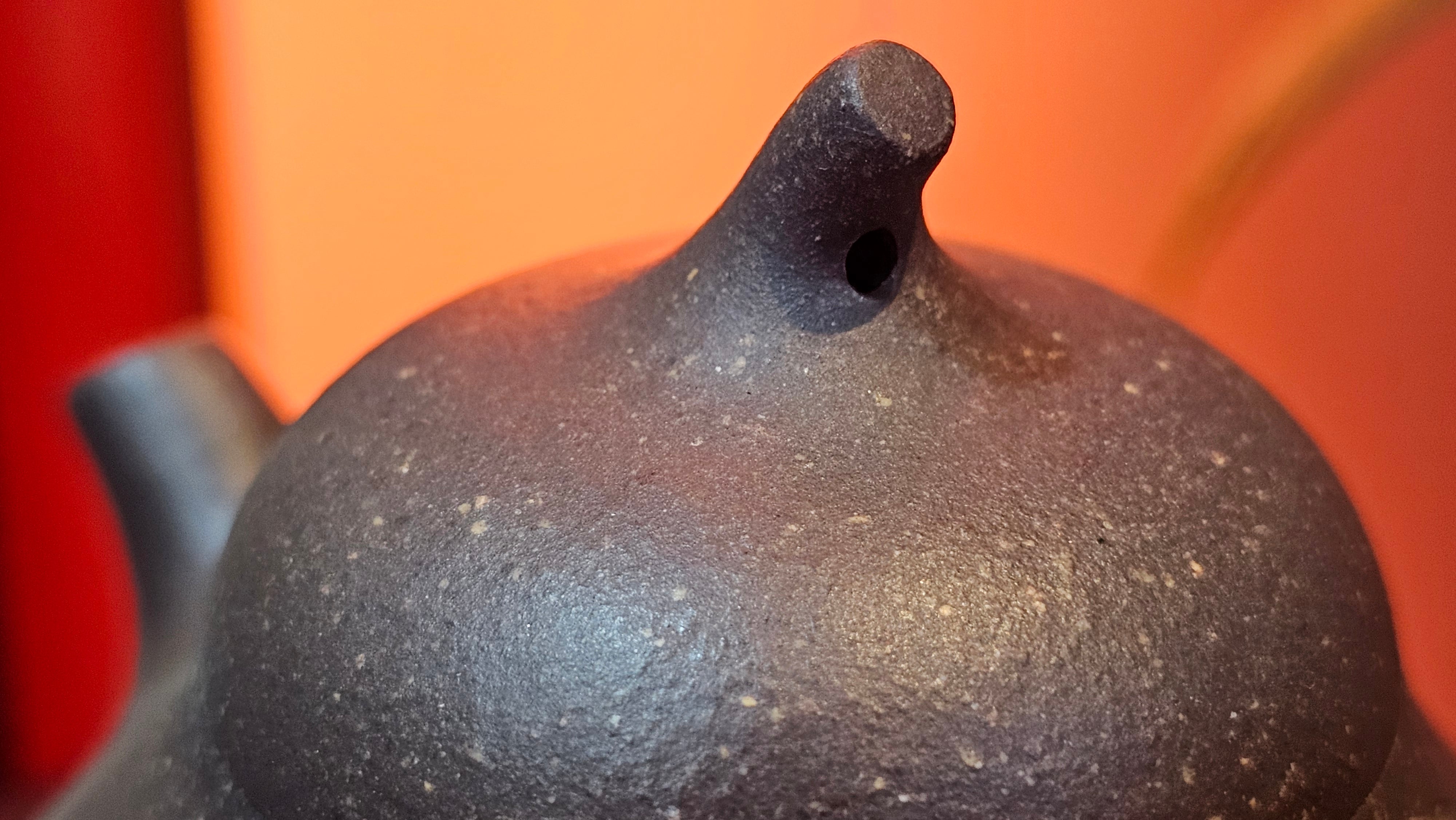 Qie Gua《茄瓜》~ "The Gourd", 153.8ml, Hei Zi Ni 黑紫泥, by our Craftsman Zhang Huan 张欢, Calligraphy and 兰花 Orchids Engraving by Craftsman Yi Cheng 逸成 ~!Congratulations to Mr J.S.! 1100hrs 17th Sept 2025, Chicago! IL!