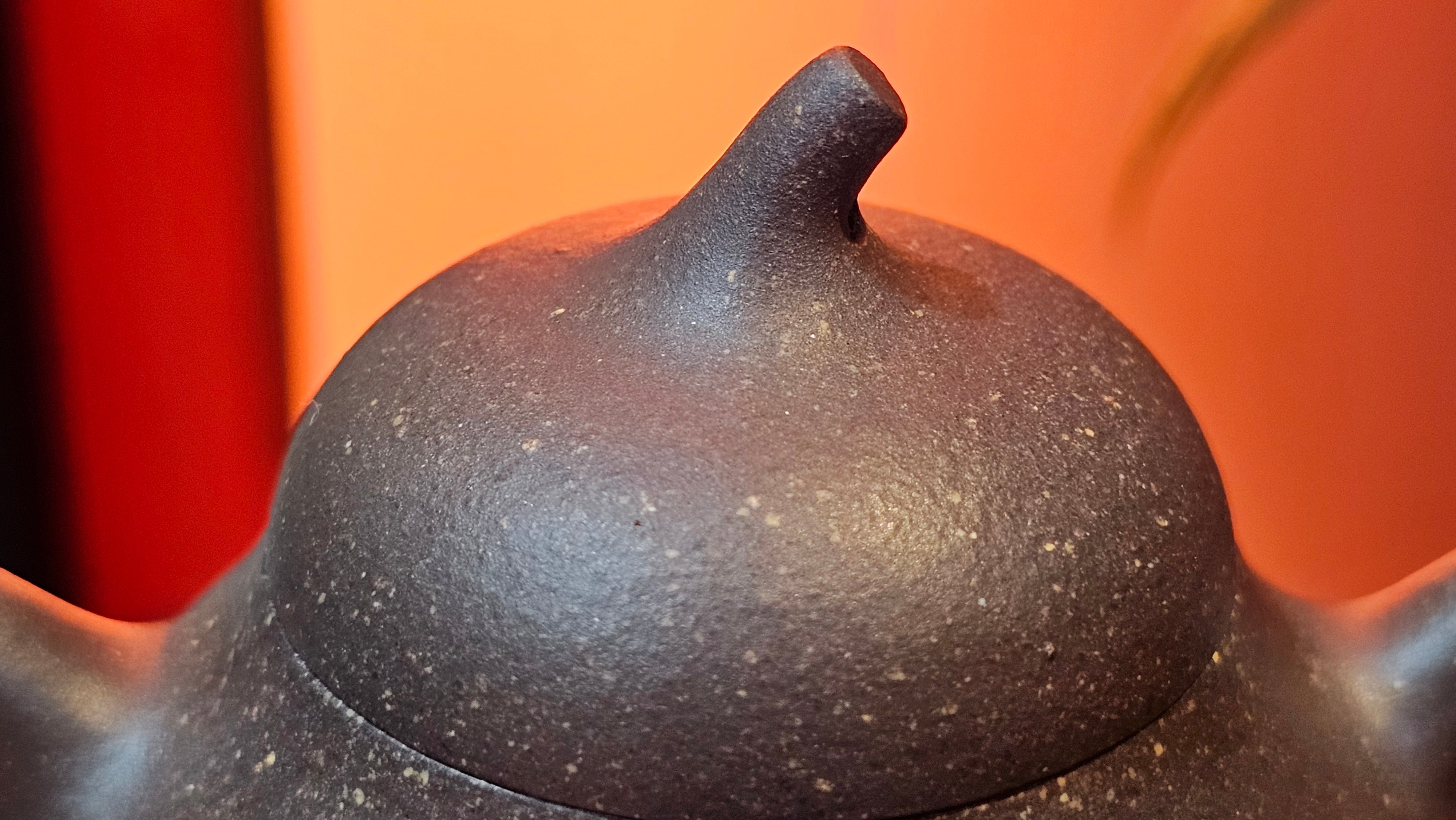 Qie Gua《茄瓜》~ "The Gourd", 153.8ml, Hei Zi Ni 黑紫泥, by our Craftsman Zhang Huan 张欢, Calligraphy and 兰花 Orchids Engraving by Craftsman Yi Cheng 逸成 ~!Congratulations to Mr J.S.! 1100hrs 17th Sept 2025, Chicago! IL!