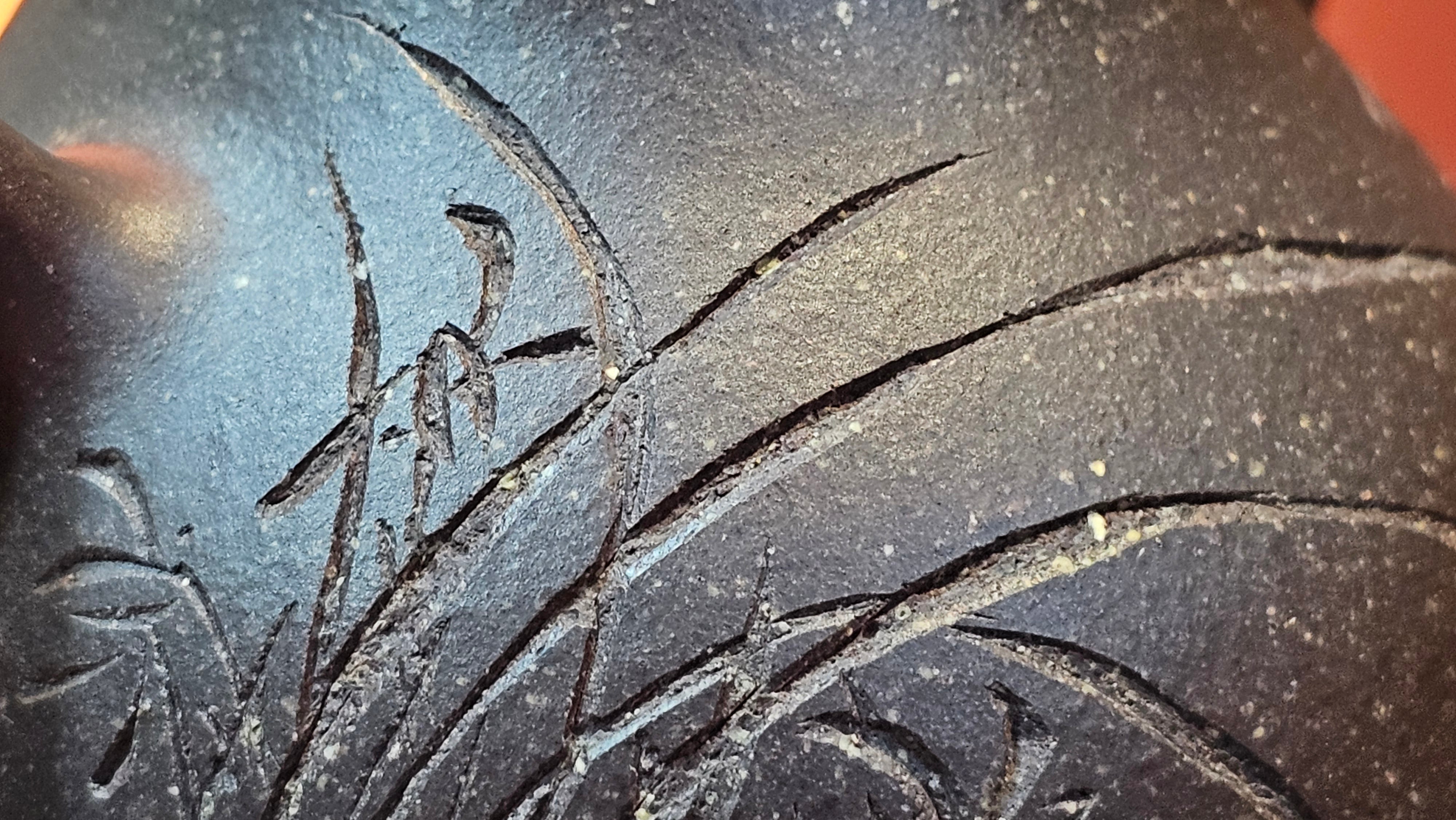 Qie Gua《茄瓜》~ "The Gourd", 153.8ml, Hei Zi Ni 黑紫泥, by our Craftsman Zhang Huan 张欢, Calligraphy and 兰花 Orchids Engraving by Craftsman Yi Cheng 逸成 ~!Congratulations to Mr J.S.! 1100hrs 17th Sept 2025, Chicago! IL!