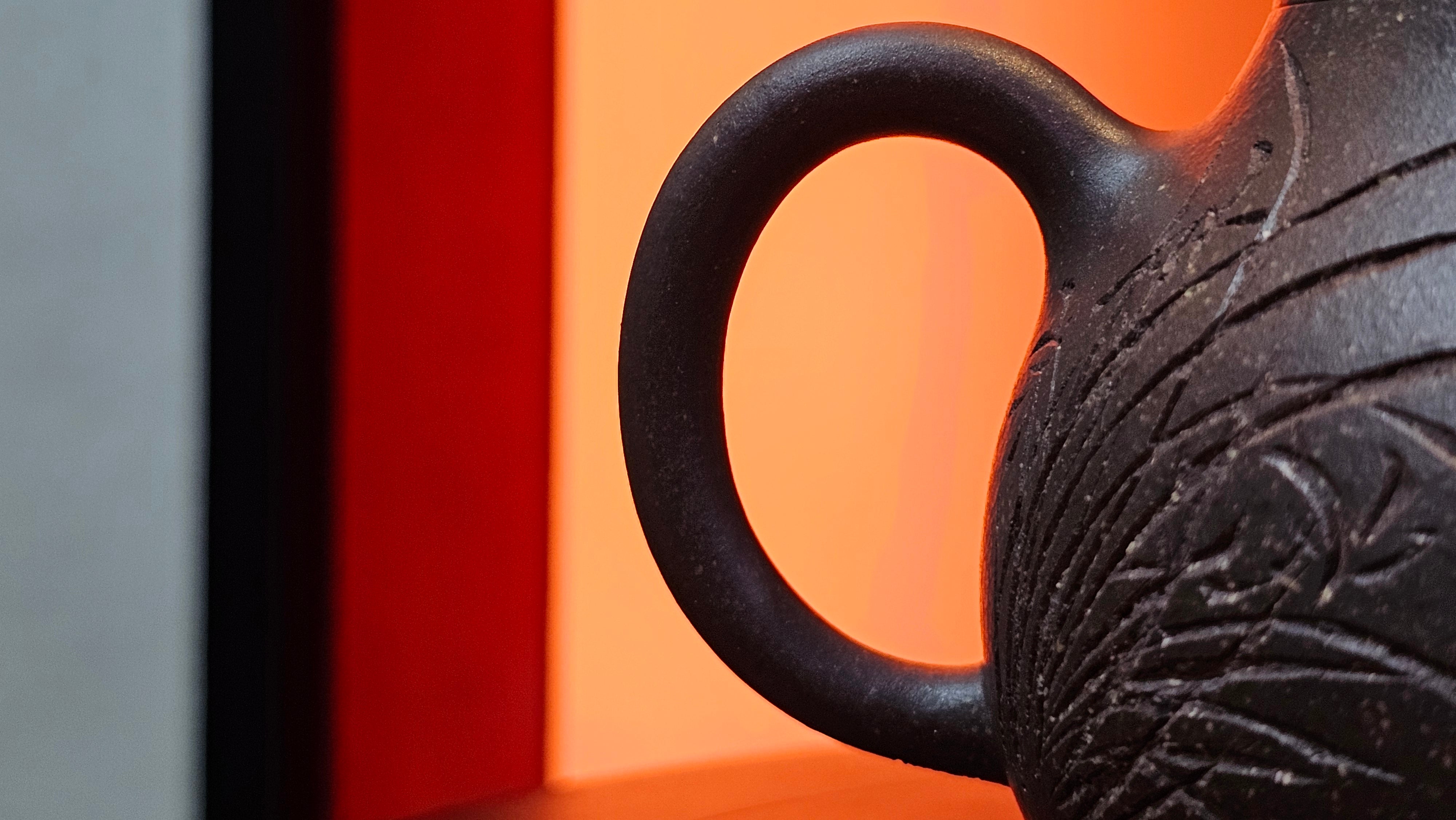 Qie Gua《茄瓜》~ "The Gourd", 153.8ml, Hei Zi Ni 黑紫泥, by our Craftsman Zhang Huan 张欢, Calligraphy and 兰花 Orchids Engraving by Craftsman Yi Cheng 逸成 ~!Congratulations to Mr J.S.! 1100hrs 17th Sept 2025, Chicago! IL!