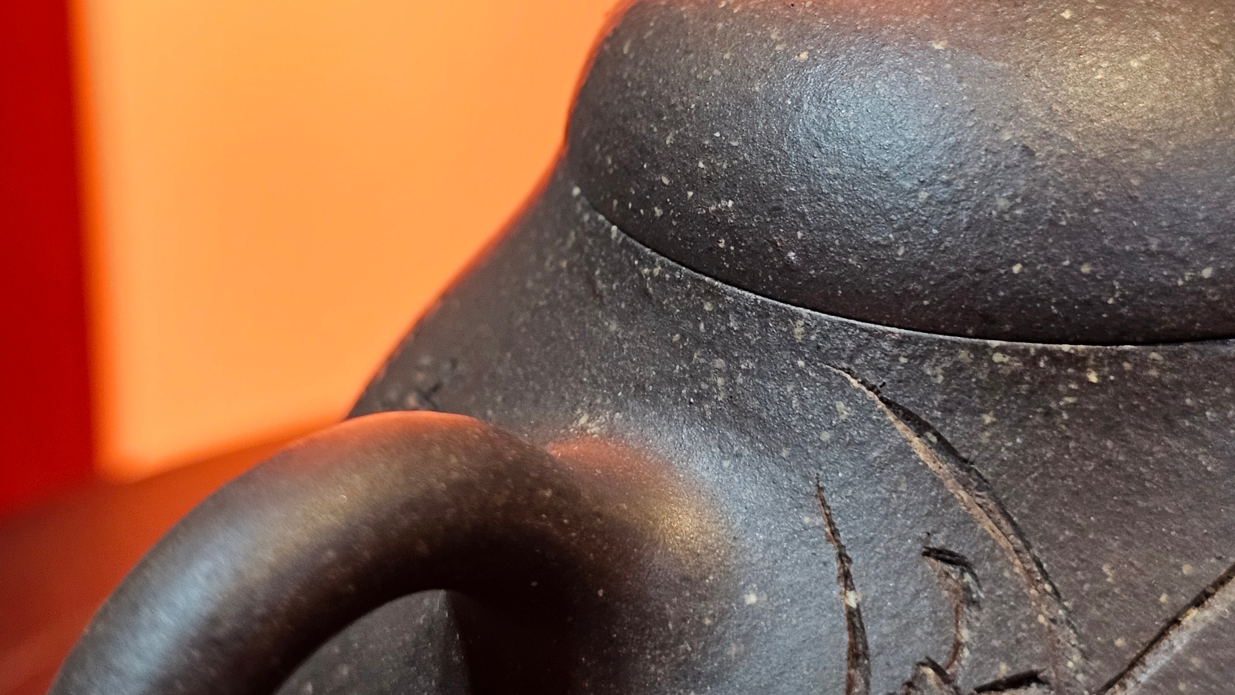 Qie Gua《茄瓜》~ "The Gourd", 153.8ml, Hei Zi Ni 黑紫泥, by our Craftsman Zhang Huan 张欢, Calligraphy and 兰花 Orchids Engraving by Craftsman Yi Cheng 逸成 ~!Congratulations to Mr J.S.! 1100hrs 17th Sept 2025, Chicago! IL!