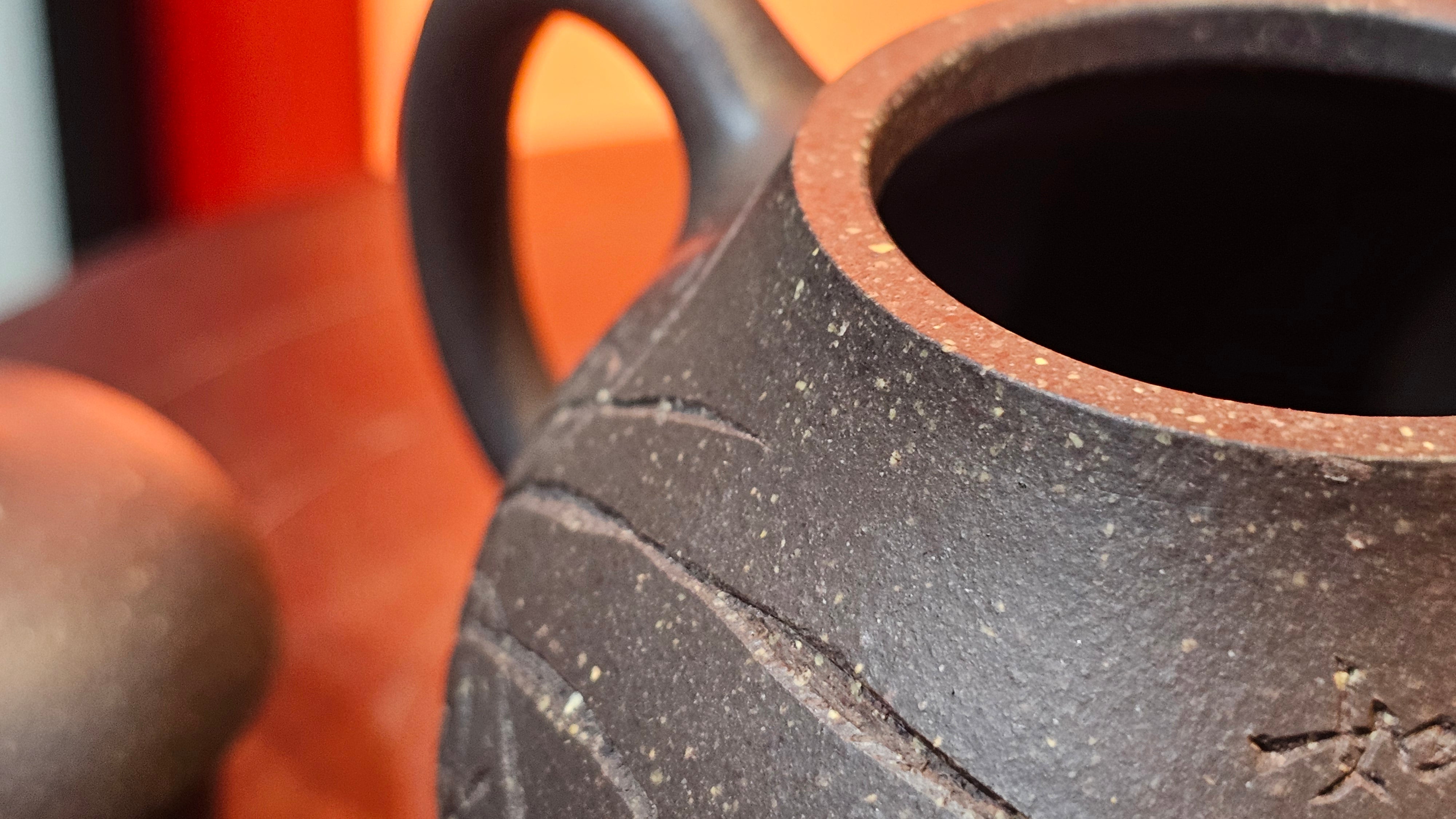 Qie Gua《茄瓜》~ "The Gourd", 153.8ml, Hei Zi Ni 黑紫泥, by our Craftsman Zhang Huan 张欢, Calligraphy and 兰花 Orchids Engraving by Craftsman Yi Cheng 逸成 ~!Congratulations to Mr J.S.! 1100hrs 17th Sept 2025, Chicago! IL!