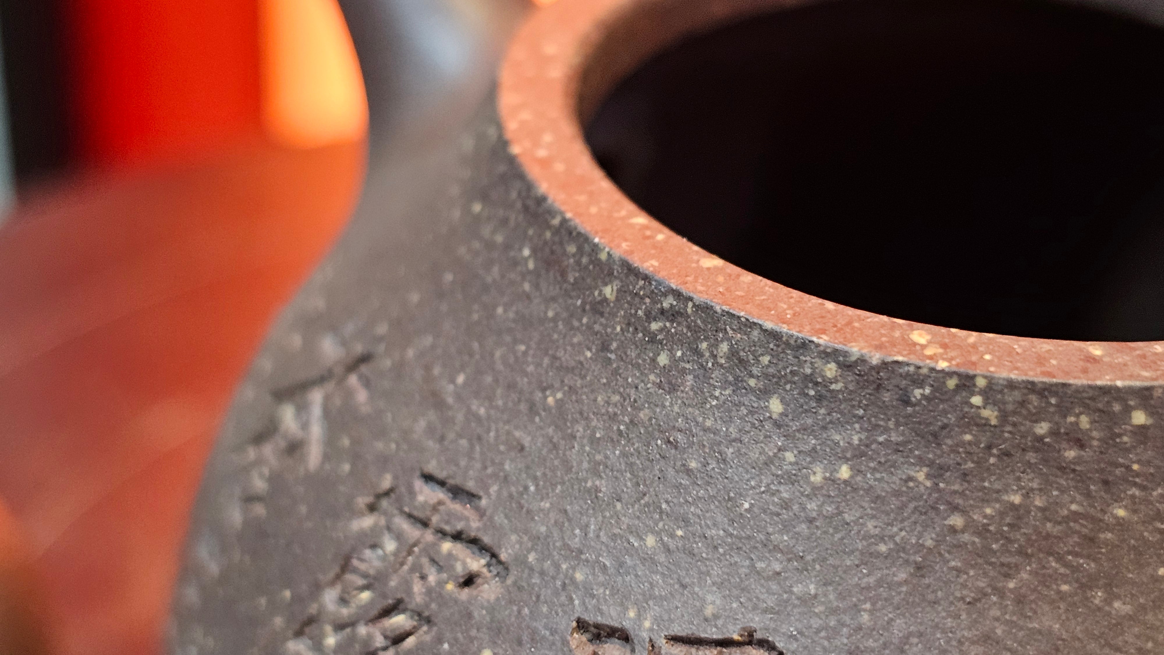 Qie Gua《茄瓜》~ "The Gourd", 153.8ml, Hei Zi Ni 黑紫泥, by our Craftsman Zhang Huan 张欢, Calligraphy and 兰花 Orchids Engraving by Craftsman Yi Cheng 逸成 ~!Congratulations to Mr J.S.! 1100hrs 17th Sept 2025, Chicago! IL!