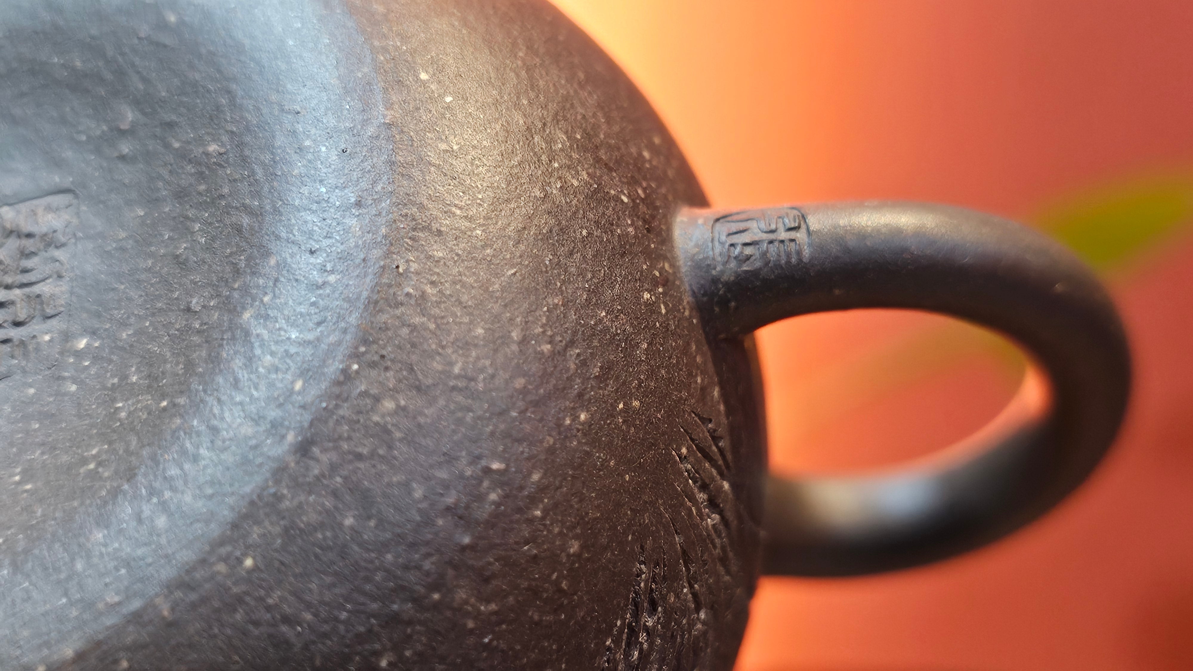 Qie Gua《茄瓜》~ "The Gourd", 153.8ml, Hei Zi Ni 黑紫泥, by our Craftsman Zhang Huan 张欢, Calligraphy and 兰花 Orchids Engraving by Craftsman Yi Cheng 逸成 ~!Congratulations to Mr J.S.! 1100hrs 17th Sept 2025, Chicago! IL!