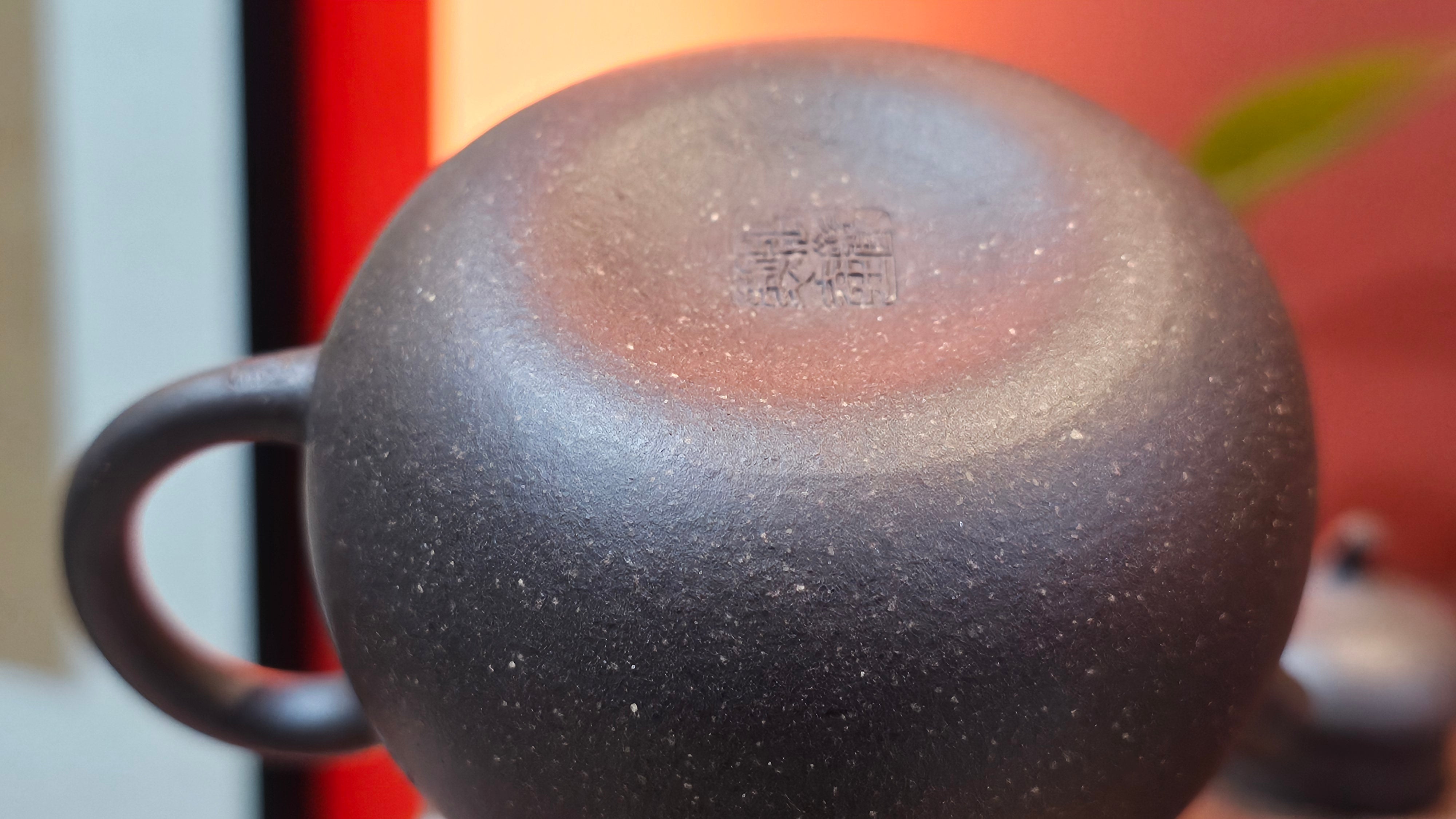 Qie Gua《茄瓜》~ "The Gourd", 153.8ml, Hei Zi Ni 黑紫泥, by our Craftsman Zhang Huan 张欢, Calligraphy and 兰花 Orchids Engraving by Craftsman Yi Cheng 逸成 ~!Congratulations to Mr J.S.! 1100hrs 17th Sept 2025, Chicago! IL!