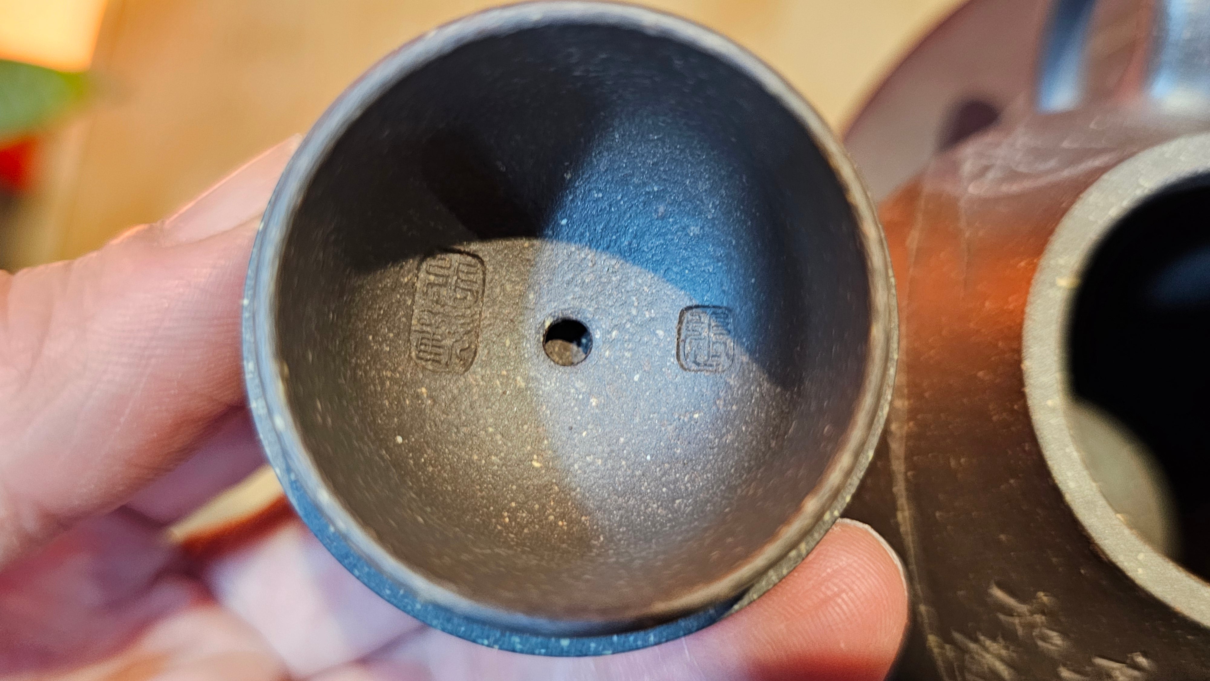 Qie Gua《茄瓜》~ "The Gourd", 153.8ml, Hei Zi Ni 黑紫泥, by our Craftsman Zhang Huan 张欢, Calligraphy and 兰花 Orchids Engraving by Craftsman Yi Cheng 逸成 ~!Congratulations to Mr J.S.! 1100hrs 17th Sept 2025, Chicago! IL!