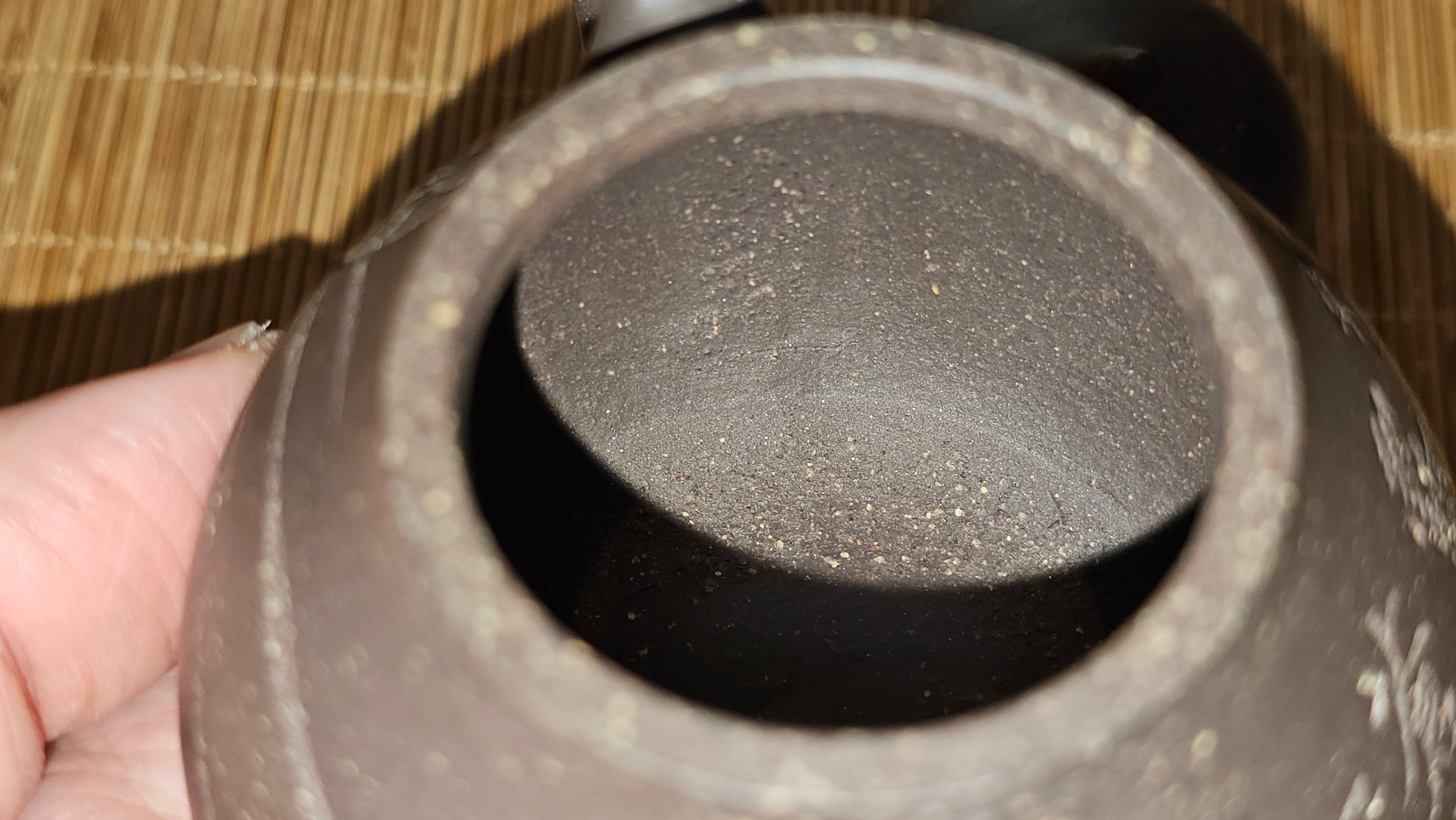 Qie Gua《茄瓜》~ "The Gourd", 153.8ml, Hei Zi Ni 黑紫泥, by our Craftsman Zhang Huan 张欢, Calligraphy and 兰花 Orchids Engraving by Craftsman Yi Cheng 逸成 ~!Congratulations to Mr J.S.! 1100hrs 17th Sept 2025, Chicago! IL!