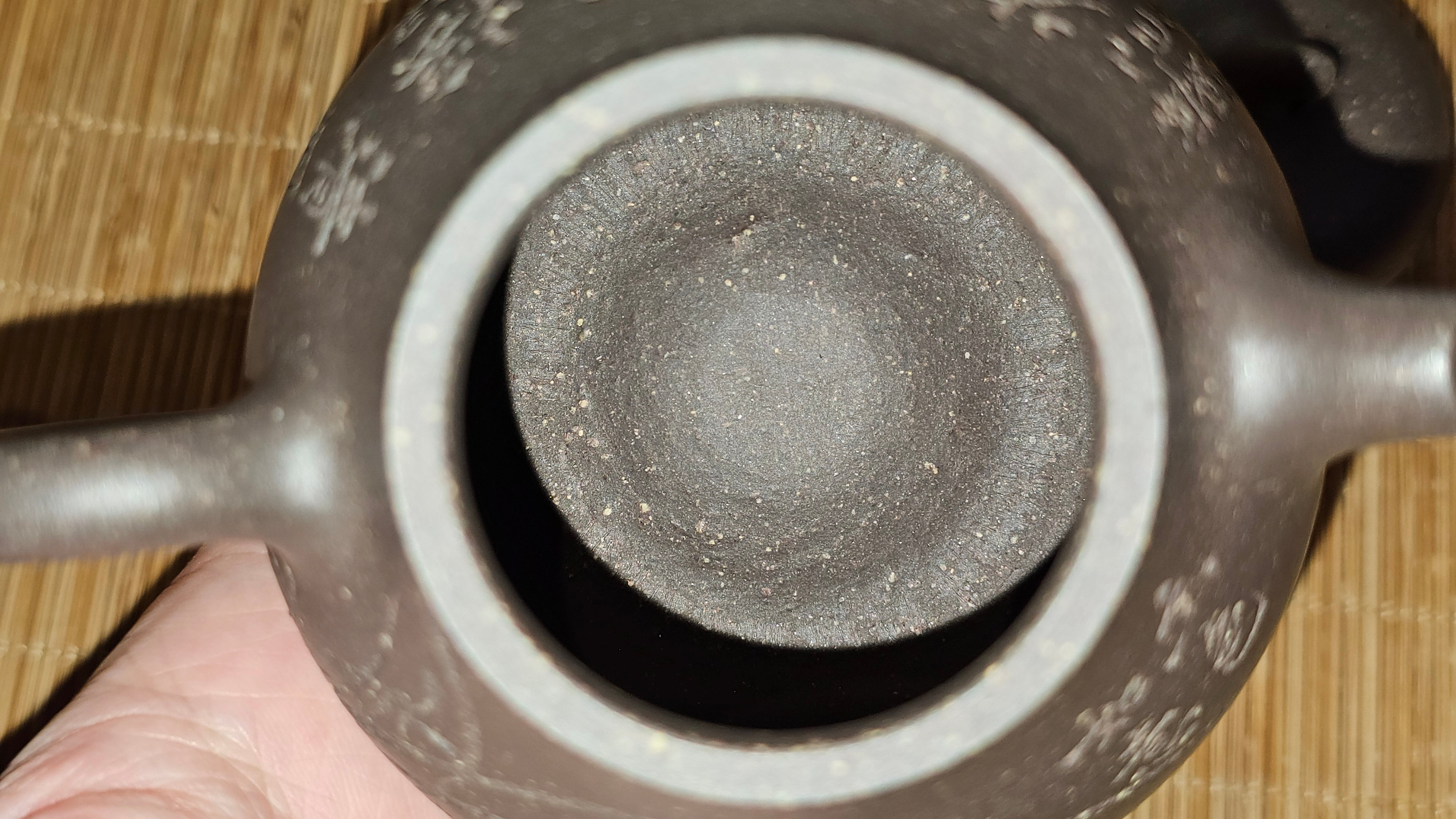 Qie Gua《茄瓜》~ "The Gourd", 153.8ml, Hei Zi Ni 黑紫泥, by our Craftsman Zhang Huan 张欢, Calligraphy and 兰花 Orchids Engraving by Craftsman Yi Cheng 逸成 ~!Congratulations to Mr J.S.! 1100hrs 17th Sept 2025, Chicago! IL!