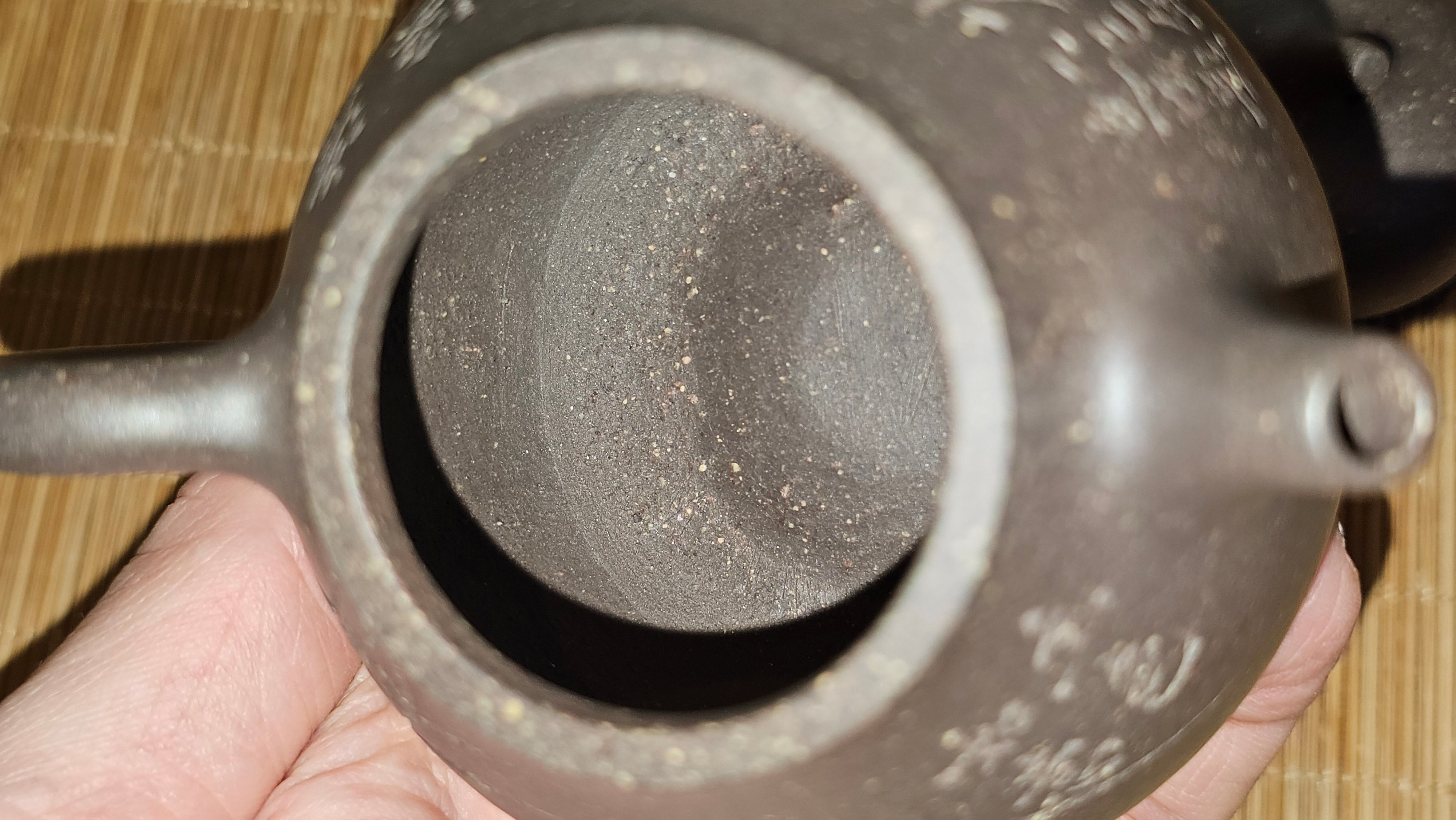 Qie Gua《茄瓜》~ "The Gourd", 153.8ml, Hei Zi Ni 黑紫泥, by our Craftsman Zhang Huan 张欢, Calligraphy and 兰花 Orchids Engraving by Craftsman Yi Cheng 逸成 ~!Congratulations to Mr J.S.! 1100hrs 17th Sept 2025, Chicago! IL!