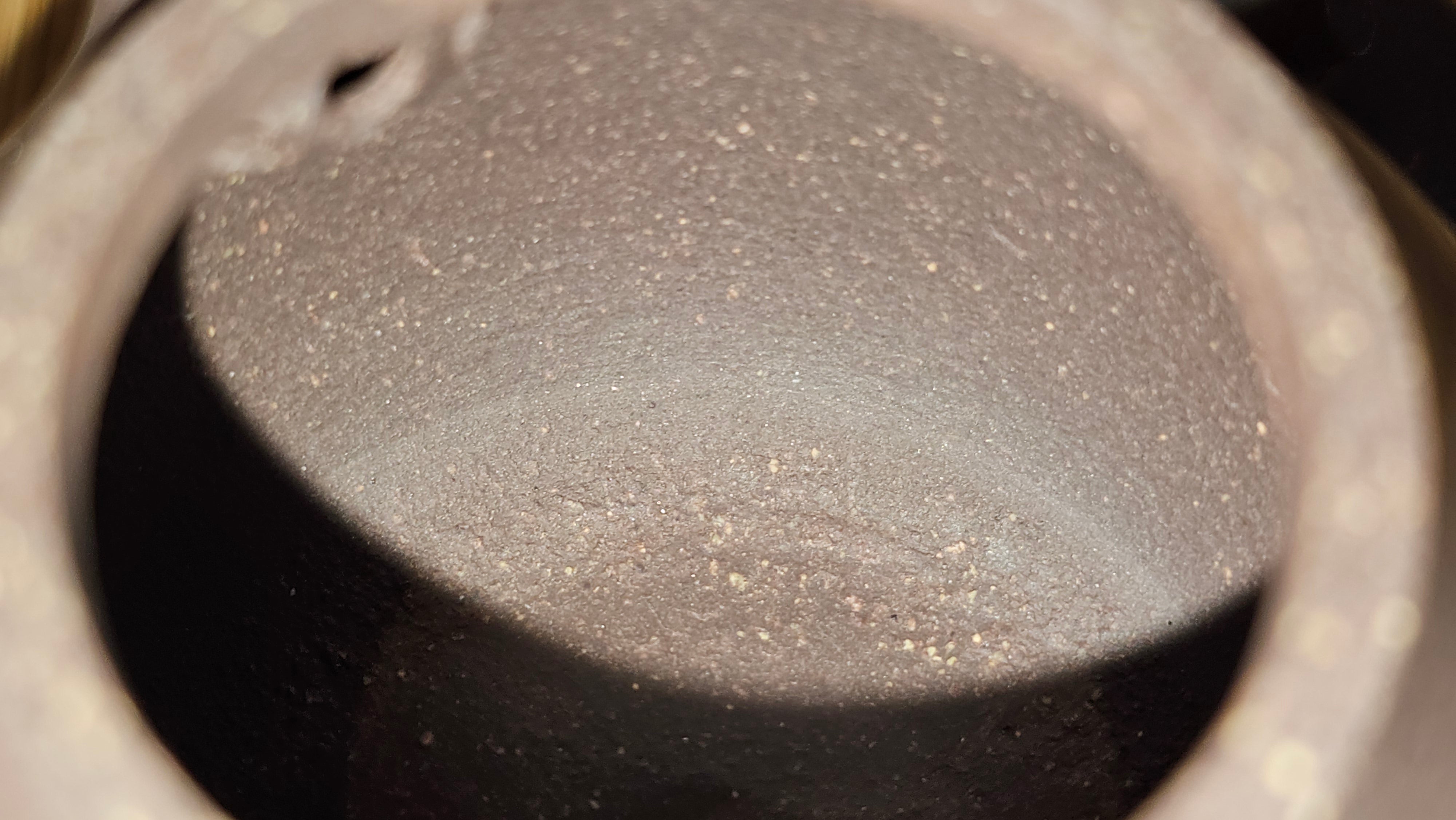 Qie Gua《茄瓜》~ "The Gourd", 152.8ml, Hei Zi Ni 黑紫泥, by our Craftsman Zhang Huan 张欢, Calligraphy and Lotus Engraving by Craftsman Yi Cheng 逸成 ~ Congratulations!to Dr L.L.! 1327hrs 19th Sept 2025! Ventura, CA!