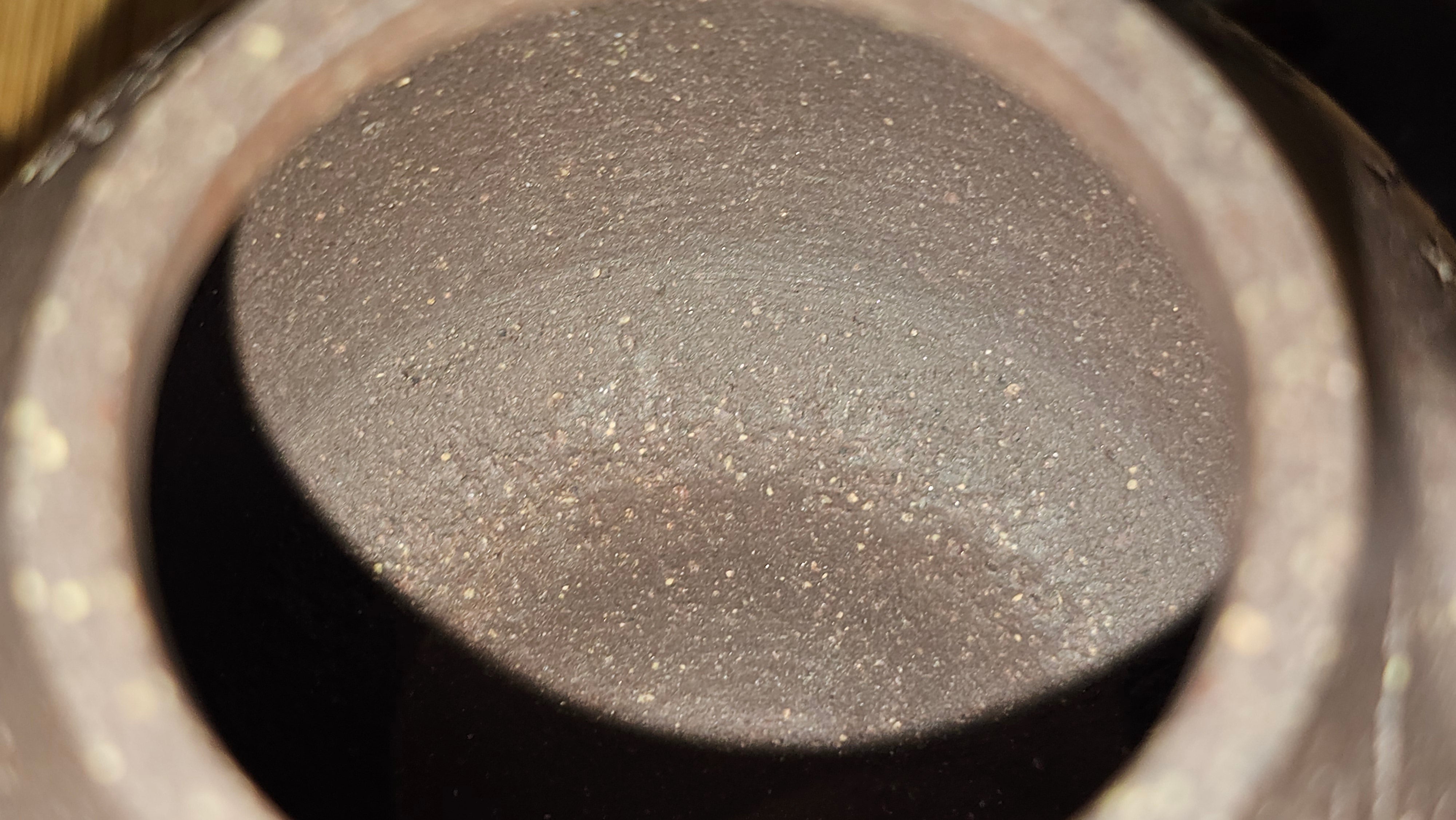 Qie Gua《茄瓜》~ "The Gourd", 152.8ml, Hei Zi Ni 黑紫泥, by our Craftsman Zhang Huan 张欢, Calligraphy and Lotus Engraving by Craftsman Yi Cheng 逸成 ~ Congratulations!to Dr L.L.! 1327hrs 19th Sept 2025! Ventura, CA!