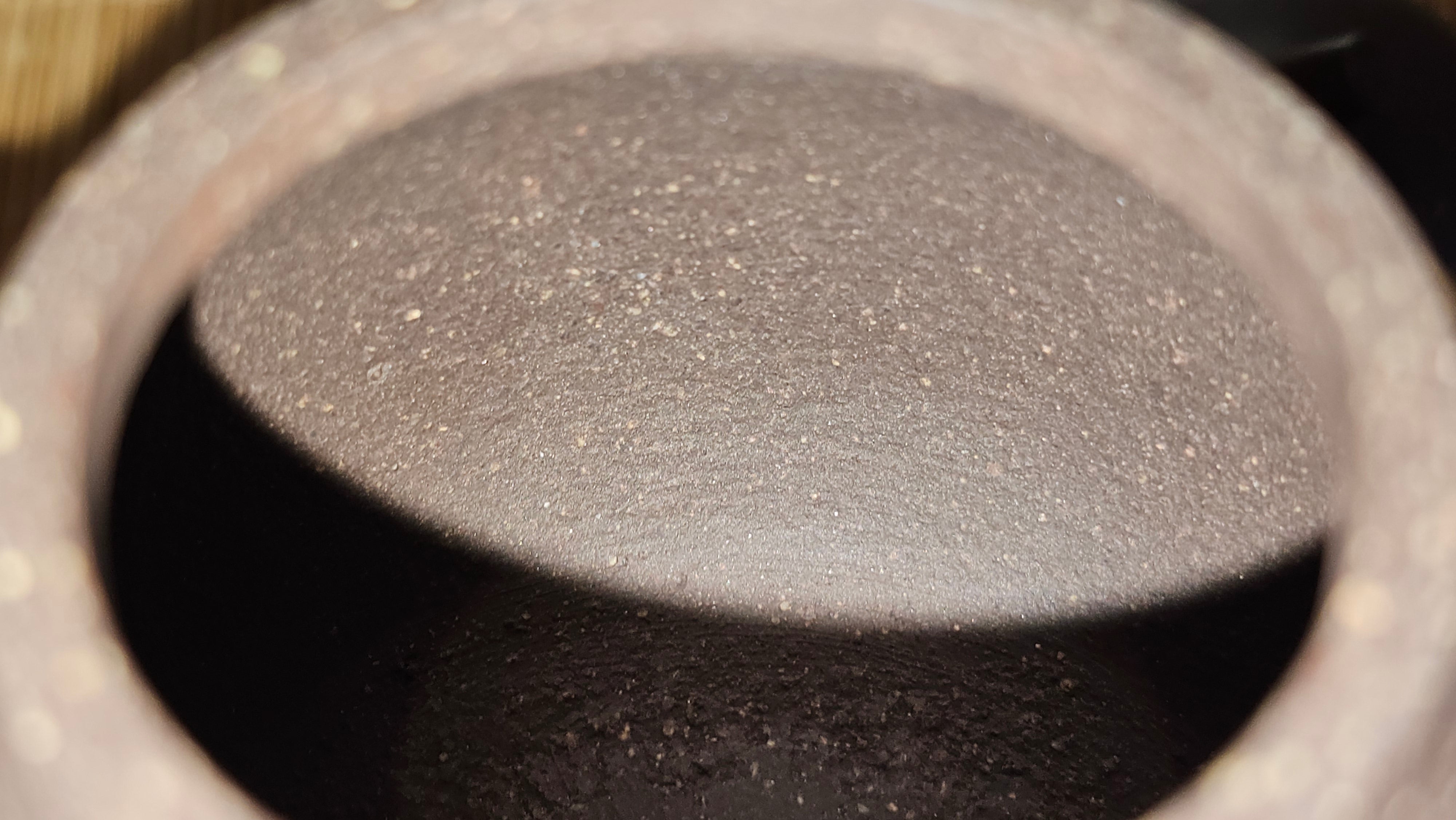 Qie Gua《茄瓜》~ "The Gourd", 152.8ml, Hei Zi Ni 黑紫泥, by our Craftsman Zhang Huan 张欢, Calligraphy and Lotus Engraving by Craftsman Yi Cheng 逸成 ~ Congratulations!to Dr L.L.! 1327hrs 19th Sept 2025! Ventura, CA!