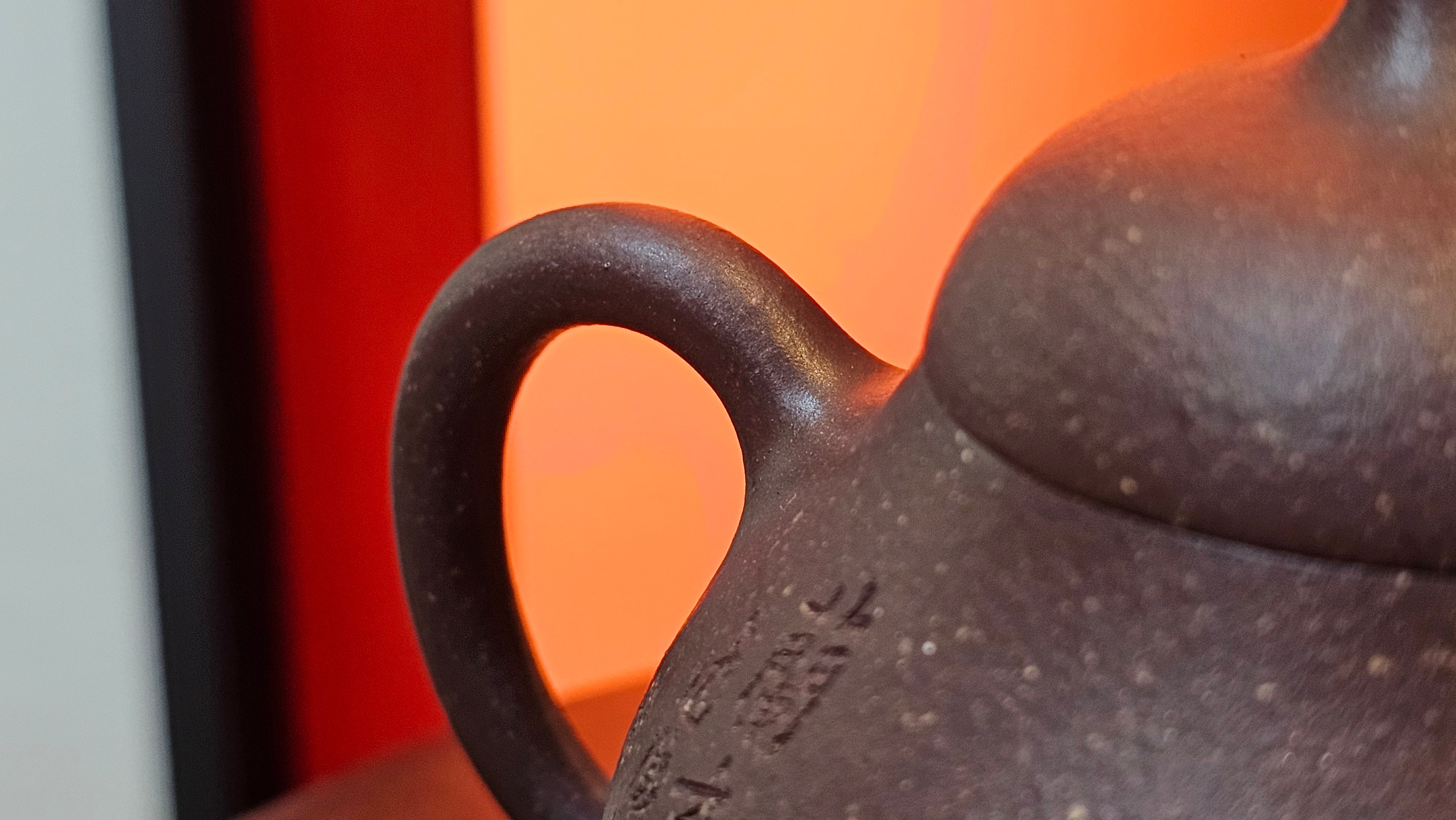 Qie Gua《茄瓜》~ "The Gourd", 153.3ml, Hei Zi Ni 黑紫泥, by our Craftsman Zhang Huan 张欢, Calligraphy and Orchids Engraving by Craftsman Yi Cheng 逸成 Congratulations!to Mr S.S.! 1401hrs 24th Sept 2025! India🇮🇳!