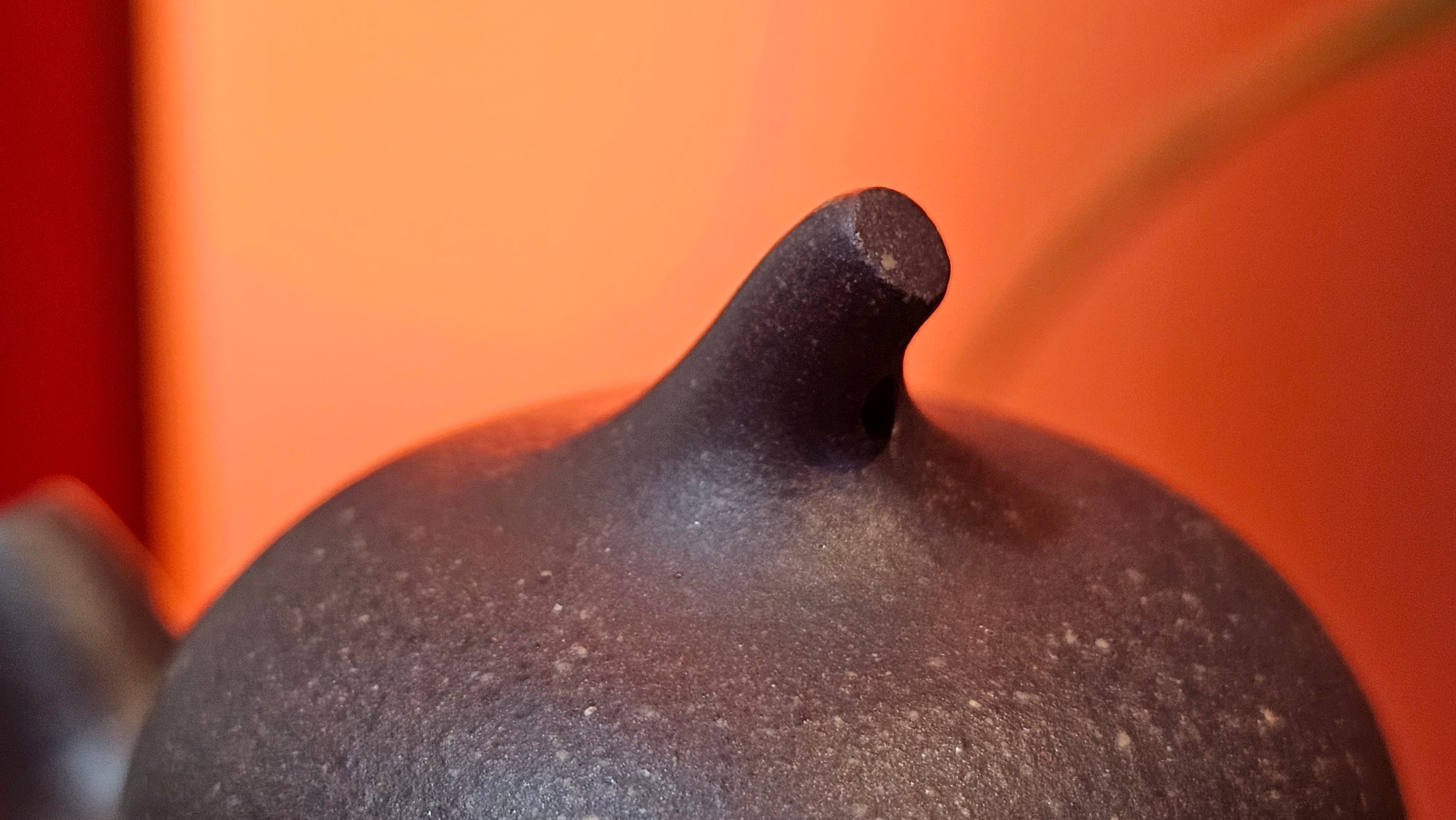 Qie Gua《茄瓜》~ "The Gourd", 153.3ml, Hei Zi Ni 黑紫泥, by our Craftsman Zhang Huan 张欢, Calligraphy and Orchids Engraving by Craftsman Yi Cheng 逸成 Congratulations!to Mr S.S.! 1401hrs 24th Sept 2025! India🇮🇳!