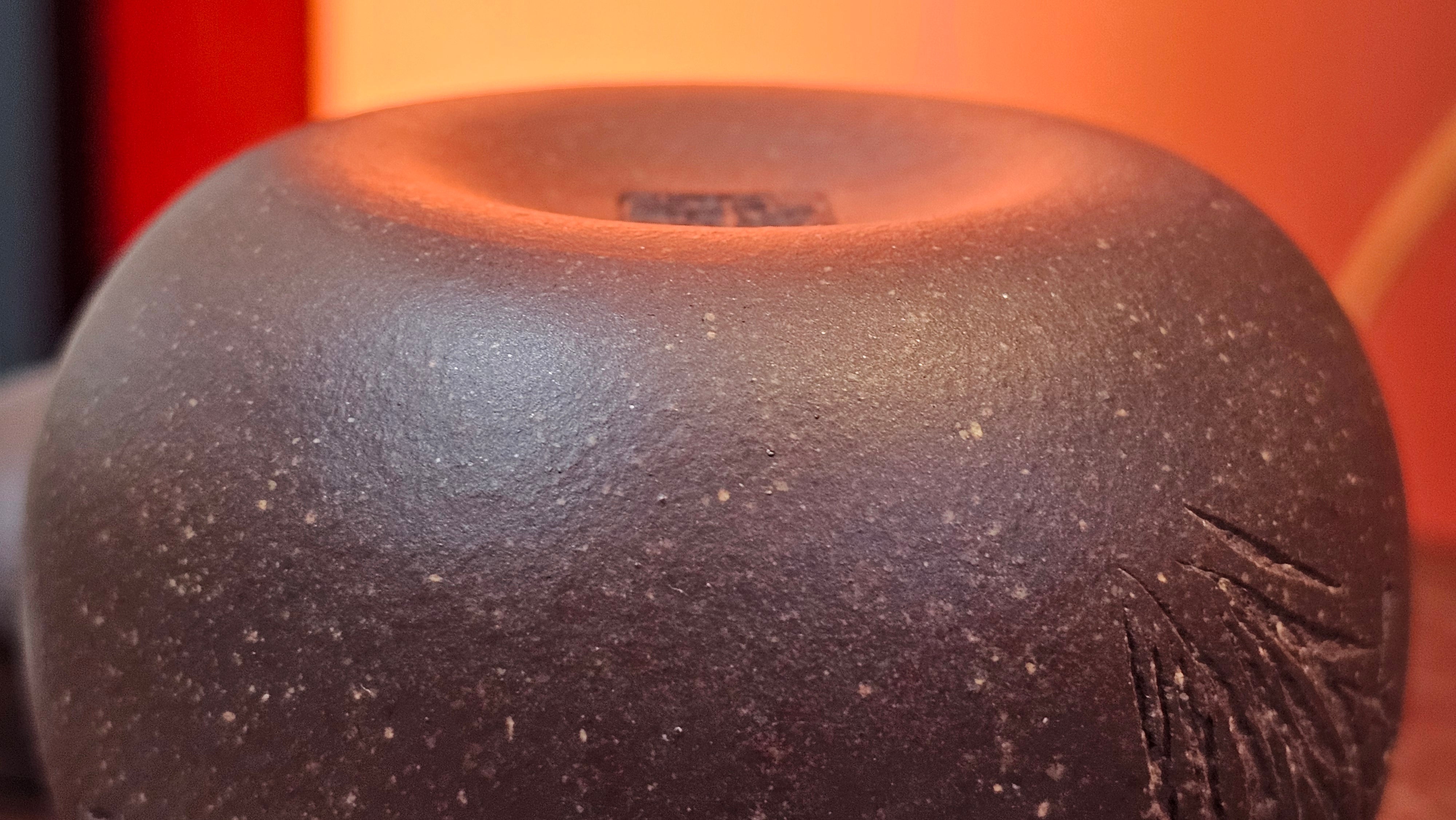 Qie Gua《茄瓜》~ "The Gourd", 153.3ml, Hei Zi Ni 黑紫泥, by our Craftsman Zhang Huan 张欢, Calligraphy and Orchids Engraving by Craftsman Yi Cheng 逸成 Congratulations!to Mr S.S.! 1401hrs 24th Sept 2025! India🇮🇳!