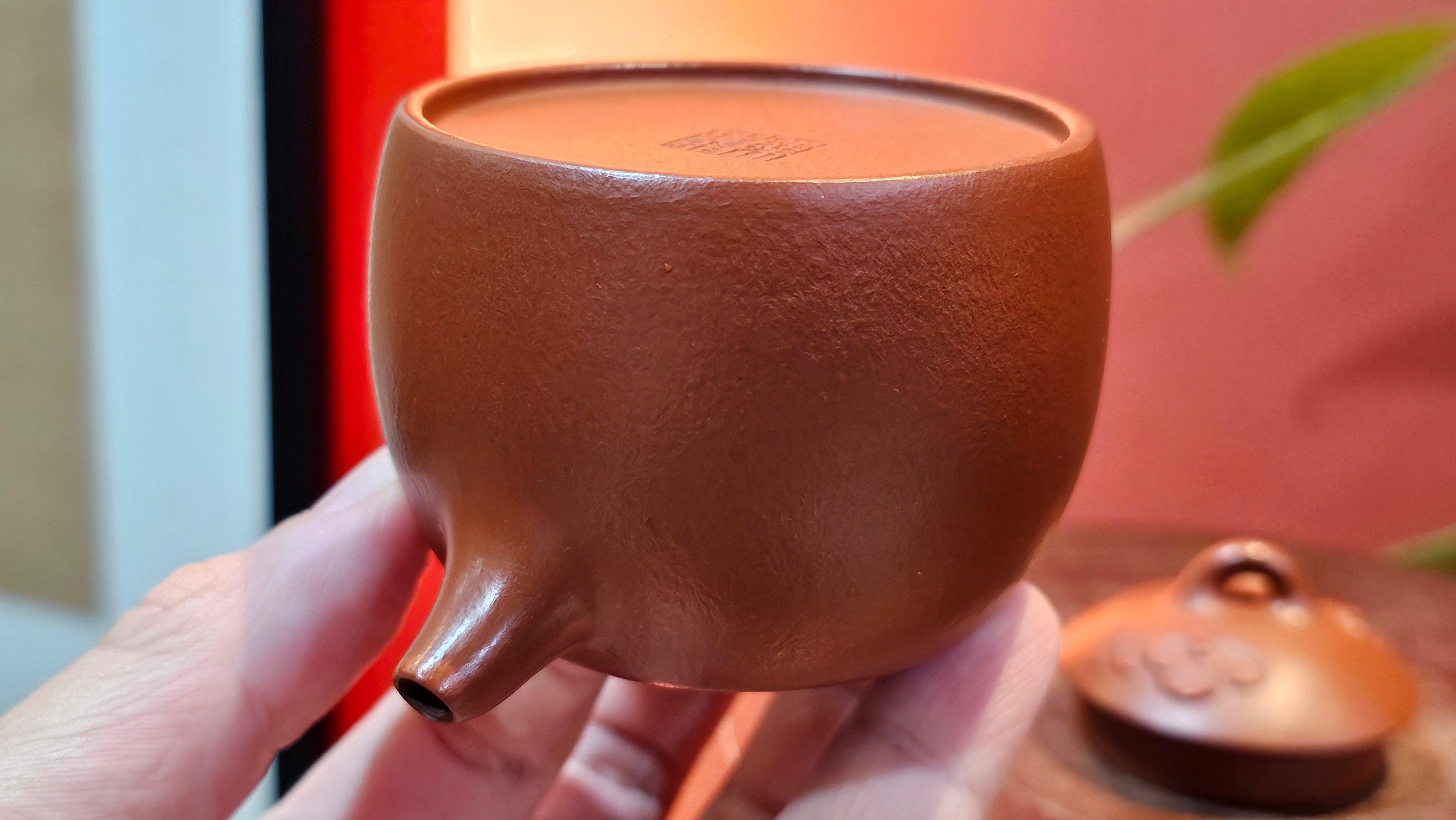 Mini! Qin Quan 秦权, with Oriental Clouds Embellishments 云朵贴花工艺, 120.8ml, Xiao Mei Yao Zhu Ni 小煤窑朱泥, by Craftsman Chen Yue Fei 陈跃飞 ~!Congratulations to Mr J.M.! 0725hrs 9th Oct 2025, Roanoke! VA.