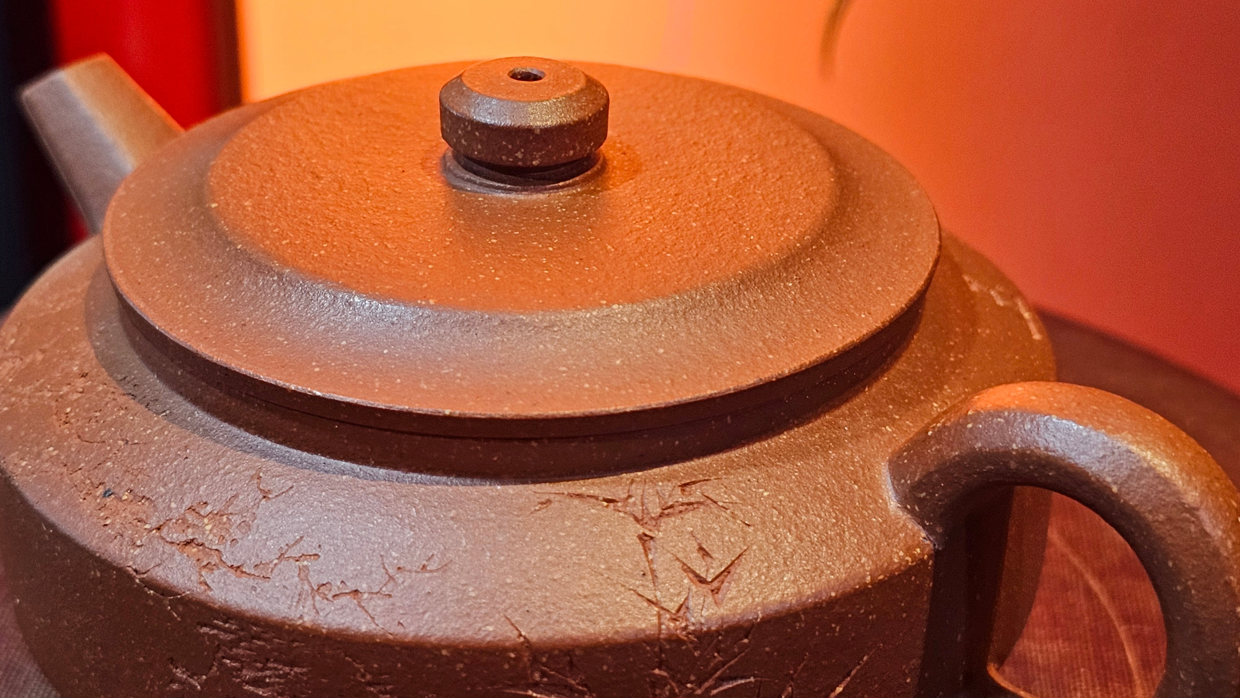 Zhou Pan《周盘》, 167.9ml, Hong Jiang Po Ni 红降坡泥, by Craftsman Zhu Shu 朱舒!~Engraving of Bamboos and Verse by Craftsman Mu Shan 牧山 ~ Congratulations to Mr B.H.S.! 1146hrs 7th Oct 2025, Jakarta! Indonesia🇮🇩!