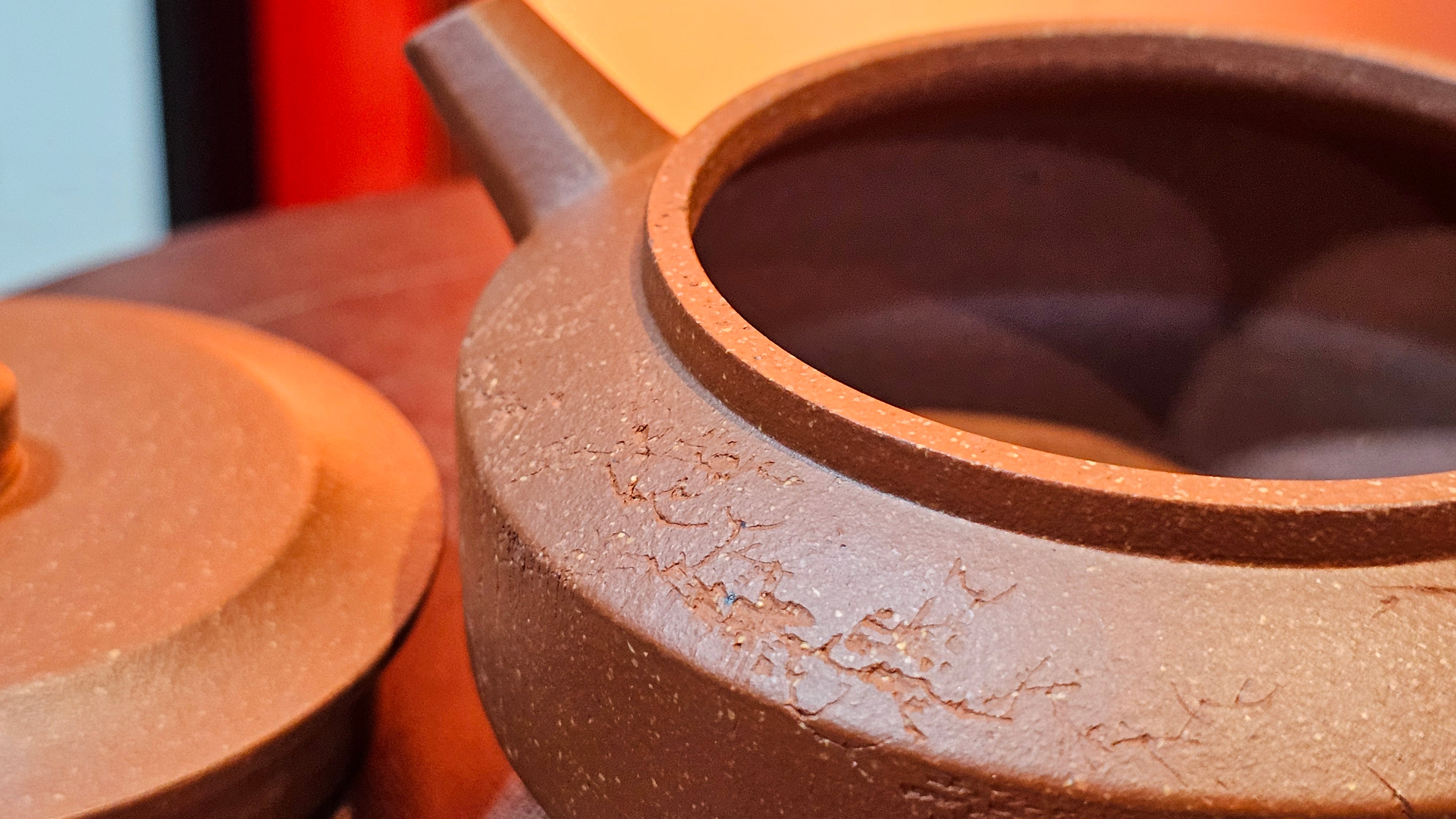 Zhou Pan《周盘》, 167.9ml, Hong Jiang Po Ni 红降坡泥, by Craftsman Zhu Shu 朱舒!~Engraving of Bamboos and Verse by Craftsman Mu Shan 牧山 ~ Congratulations to Mr B.H.S.! 1146hrs 7th Oct 2025, Jakarta! Indonesia🇮🇩!