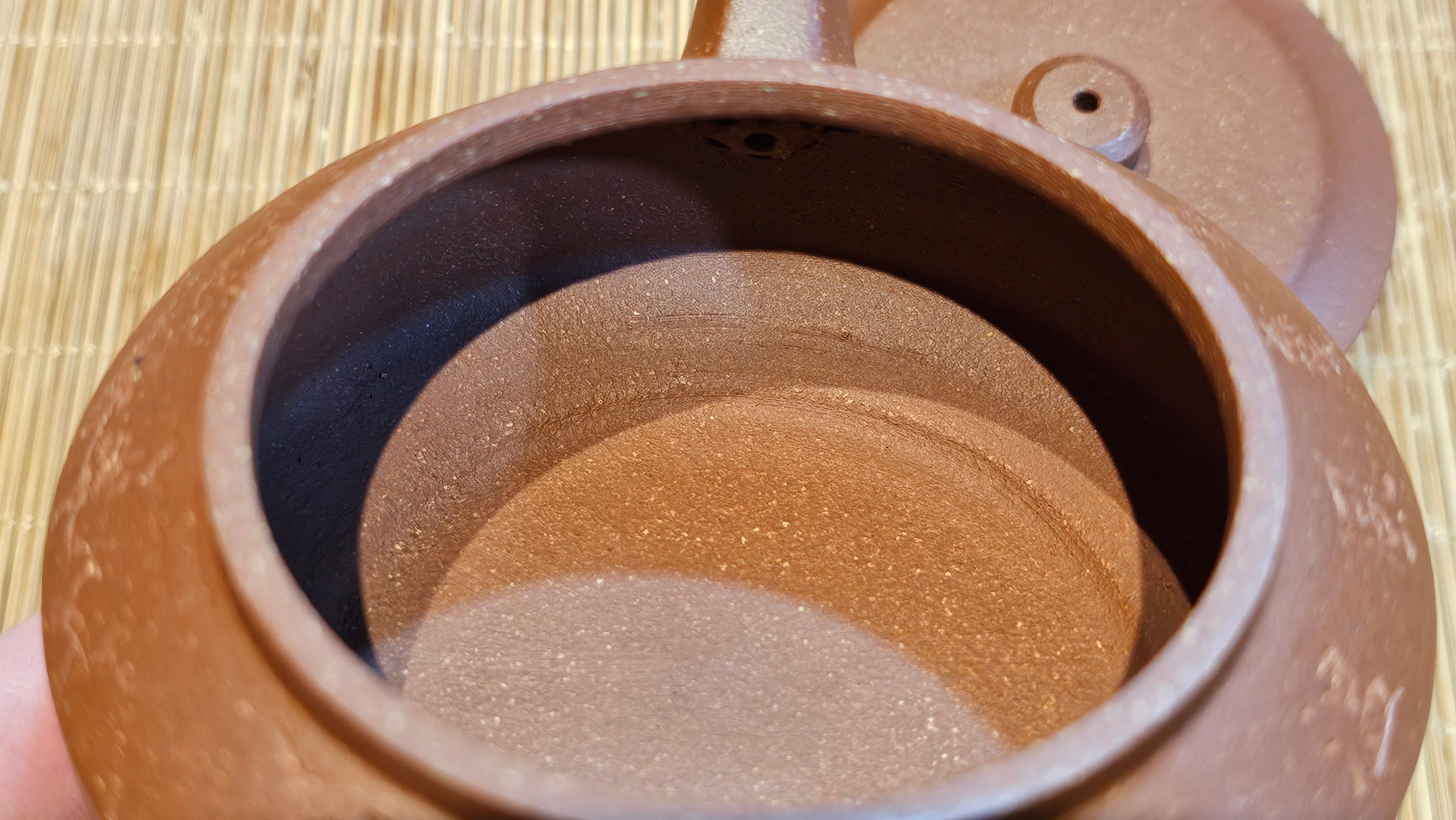 Zhou Pan《周盘》, 167.9ml, Hong Jiang Po Ni 红降坡泥, by Craftsman Zhu Shu 朱舒!~Engraving of Bamboos and Verse by Craftsman Mu Shan 牧山 ~ Congratulations to Mr B.H.S.! 1146hrs 7th Oct 2025, Jakarta! Indonesia🇮🇩!