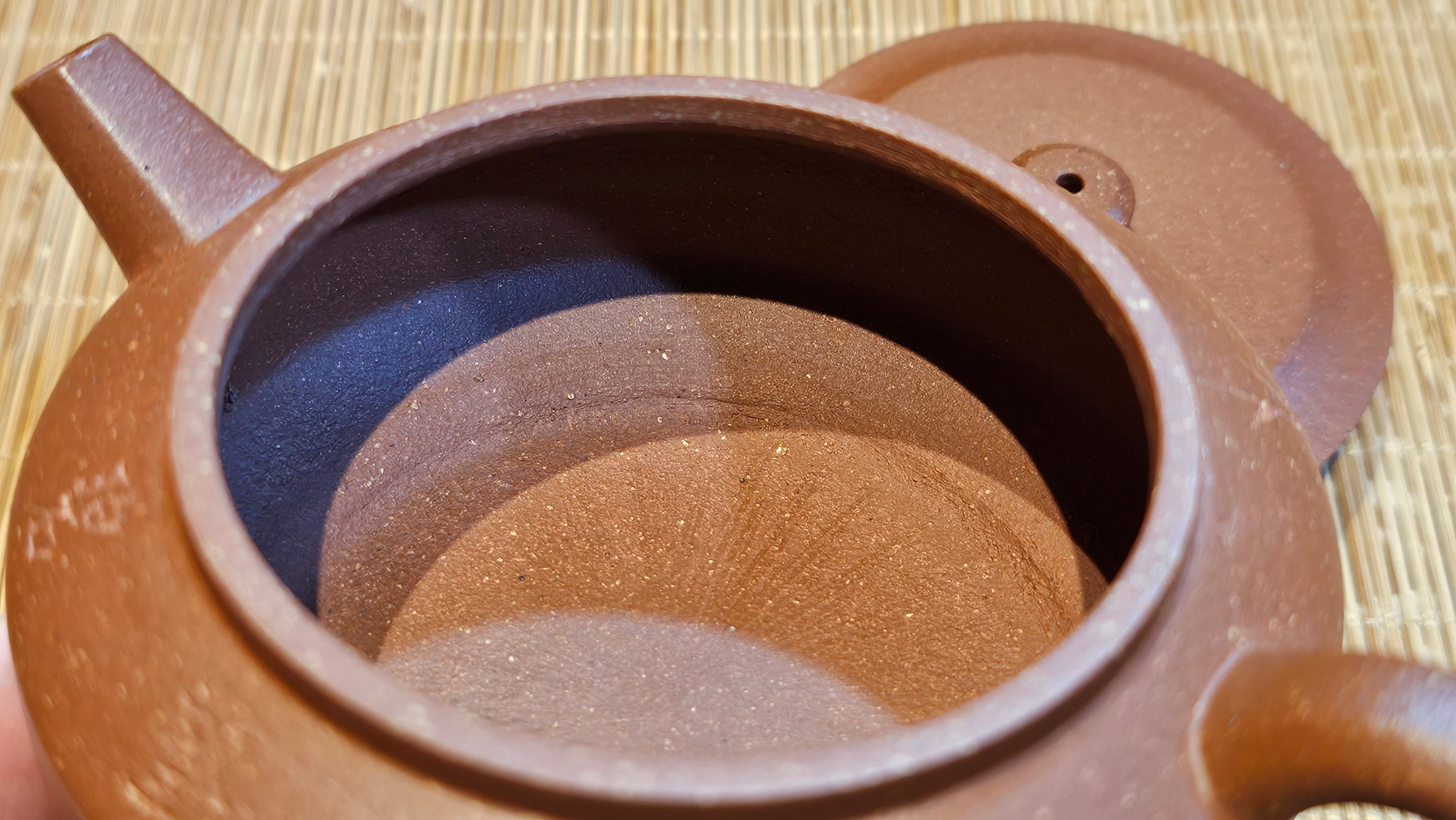 Zhou Pan《周盘》, 167.3ml, Hong Jiang Po Ni 红降坡泥, by Craftsman Zhu Shu 朱舒!~Engraving of Bamboos and Verse by Craftsman Mu Shan 牧山 ~ Congratulations!to Dr L.L, 1520hrs 9th Oct 2025, Ventura, CA!