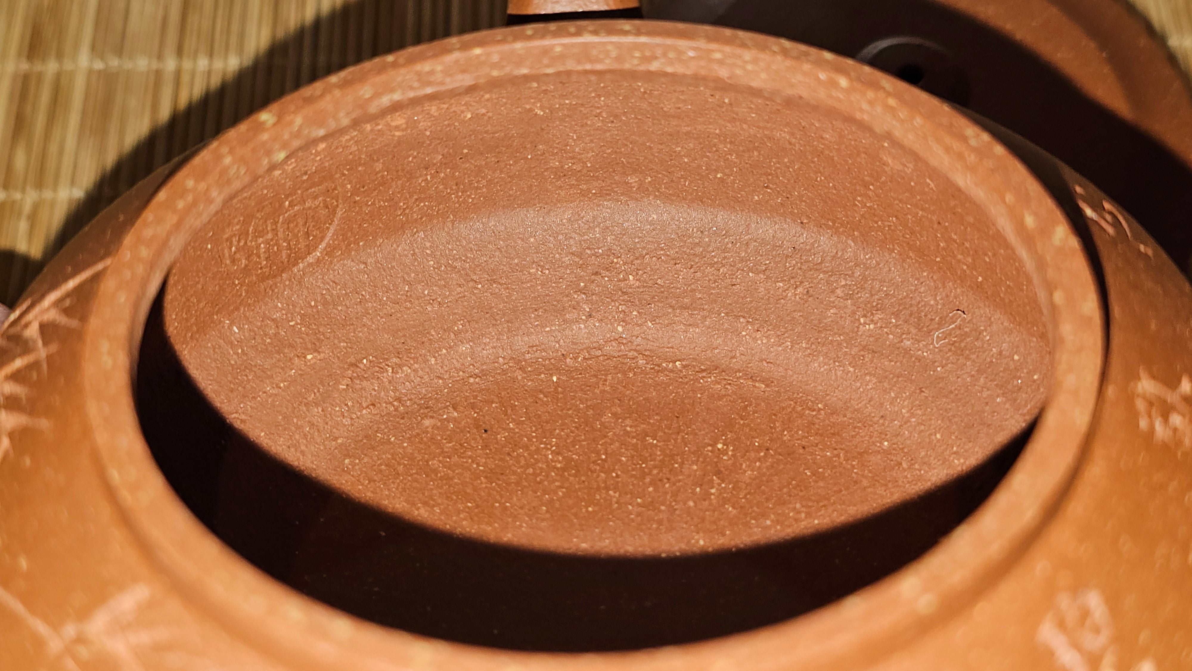 Zhou Pan《周盘》, 167.3ml, Hong Jiang Po Ni 红降坡泥, by Craftsman Zhu Shu 朱舒!~Engraving of Bamboos and Verse by Craftsman Mu Shan 牧山 ~ Congratulations!to Dr L.L, 1520hrs 9th Oct 2025, Ventura, CA!