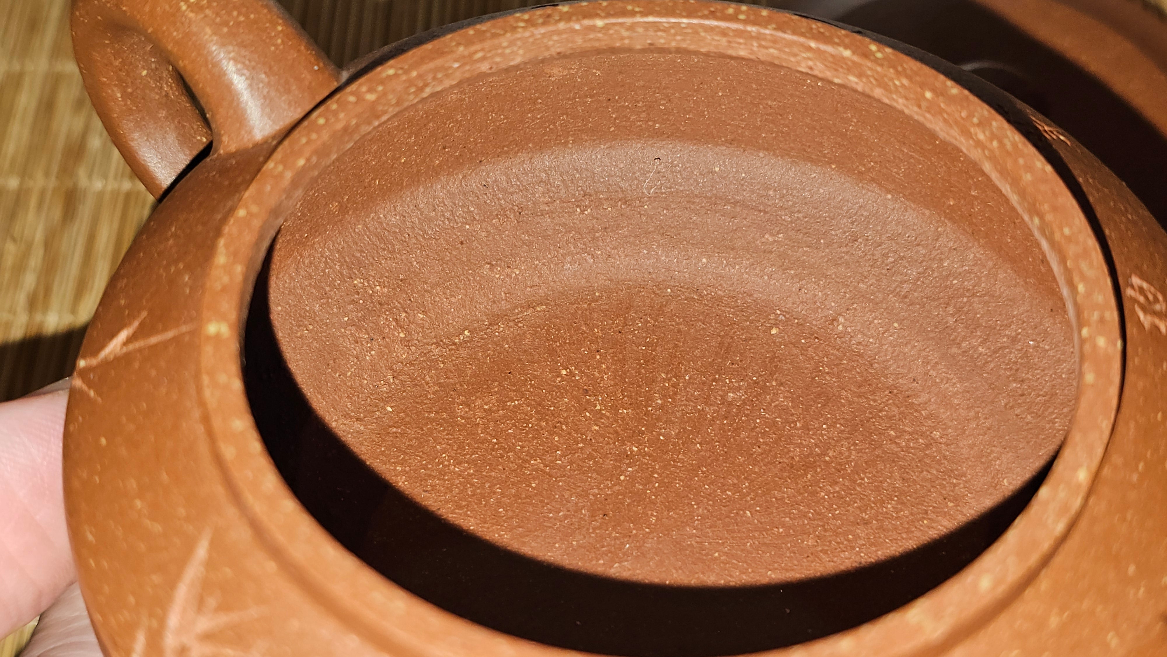 Zhou Pan《周盘》, 167.3ml, Hong Jiang Po Ni 红降坡泥, by Craftsman Zhu Shu 朱舒!~Engraving of Bamboos and Verse by Craftsman Mu Shan 牧山 ~ Congratulations!to Dr L.L, 1520hrs 9th Oct 2025, Ventura, CA!