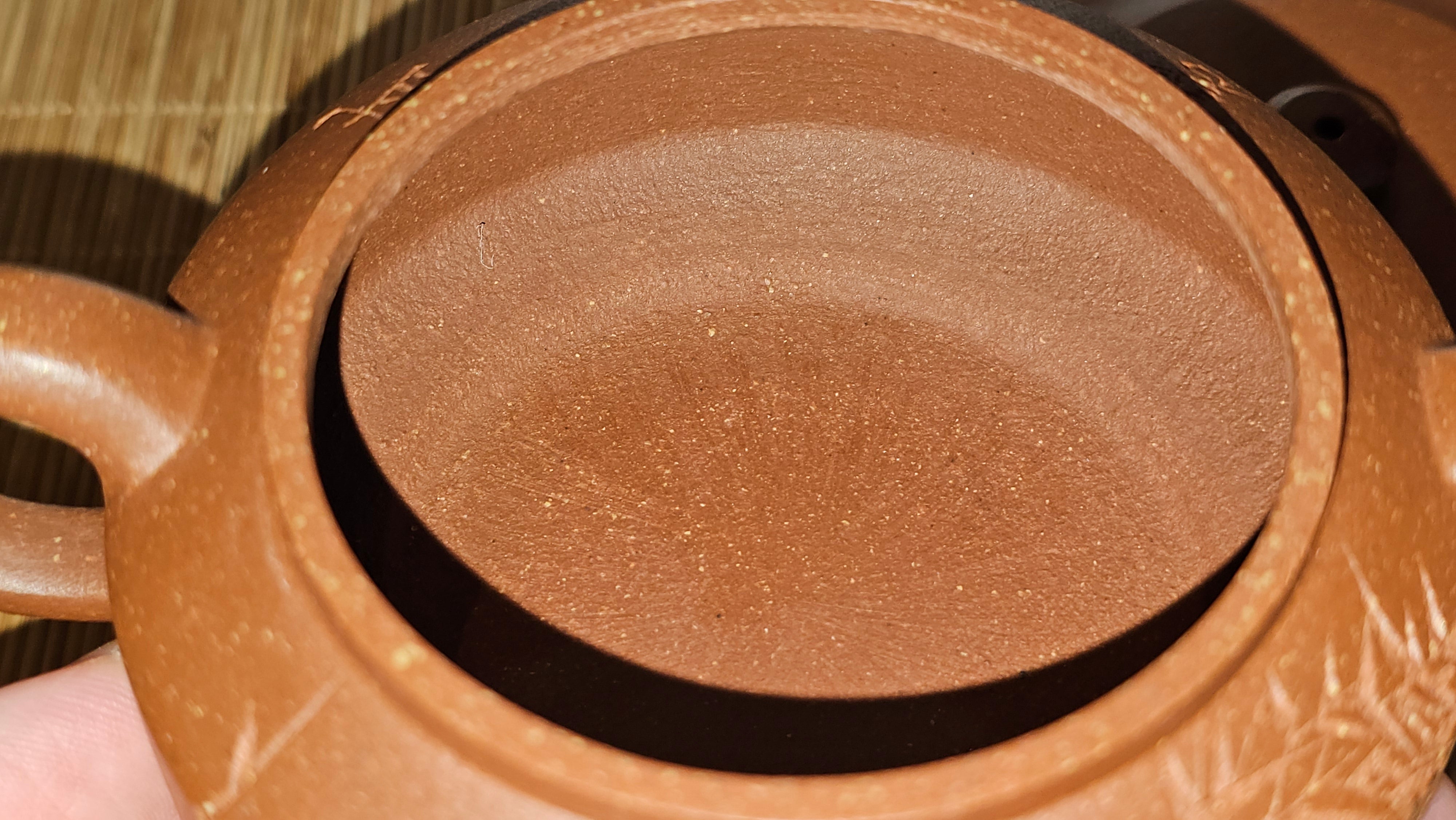 Zhou Pan《周盘》, 167.3ml, Hong Jiang Po Ni 红降坡泥, by Craftsman Zhu Shu 朱舒!~Engraving of Bamboos and Verse by Craftsman Mu Shan 牧山 ~ Congratulations!to Dr L.L, 1520hrs 9th Oct 2025, Ventura, CA!