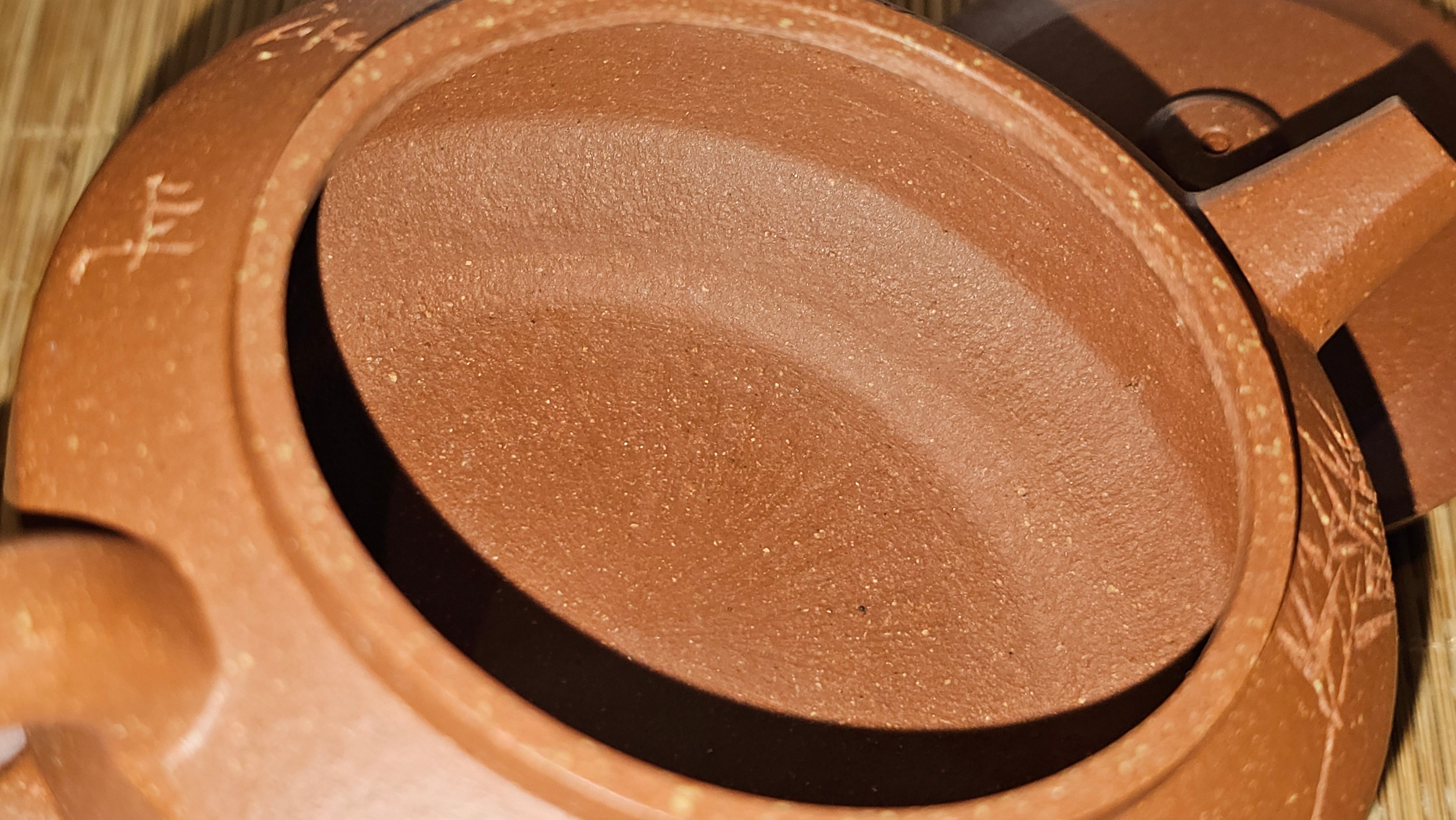 Zhou Pan《周盘》, 167.3ml, Hong Jiang Po Ni 红降坡泥, by Craftsman Zhu Shu 朱舒!~Engraving of Bamboos and Verse by Craftsman Mu Shan 牧山 ~ Congratulations!to Dr L.L, 1520hrs 9th Oct 2025, Ventura, CA!