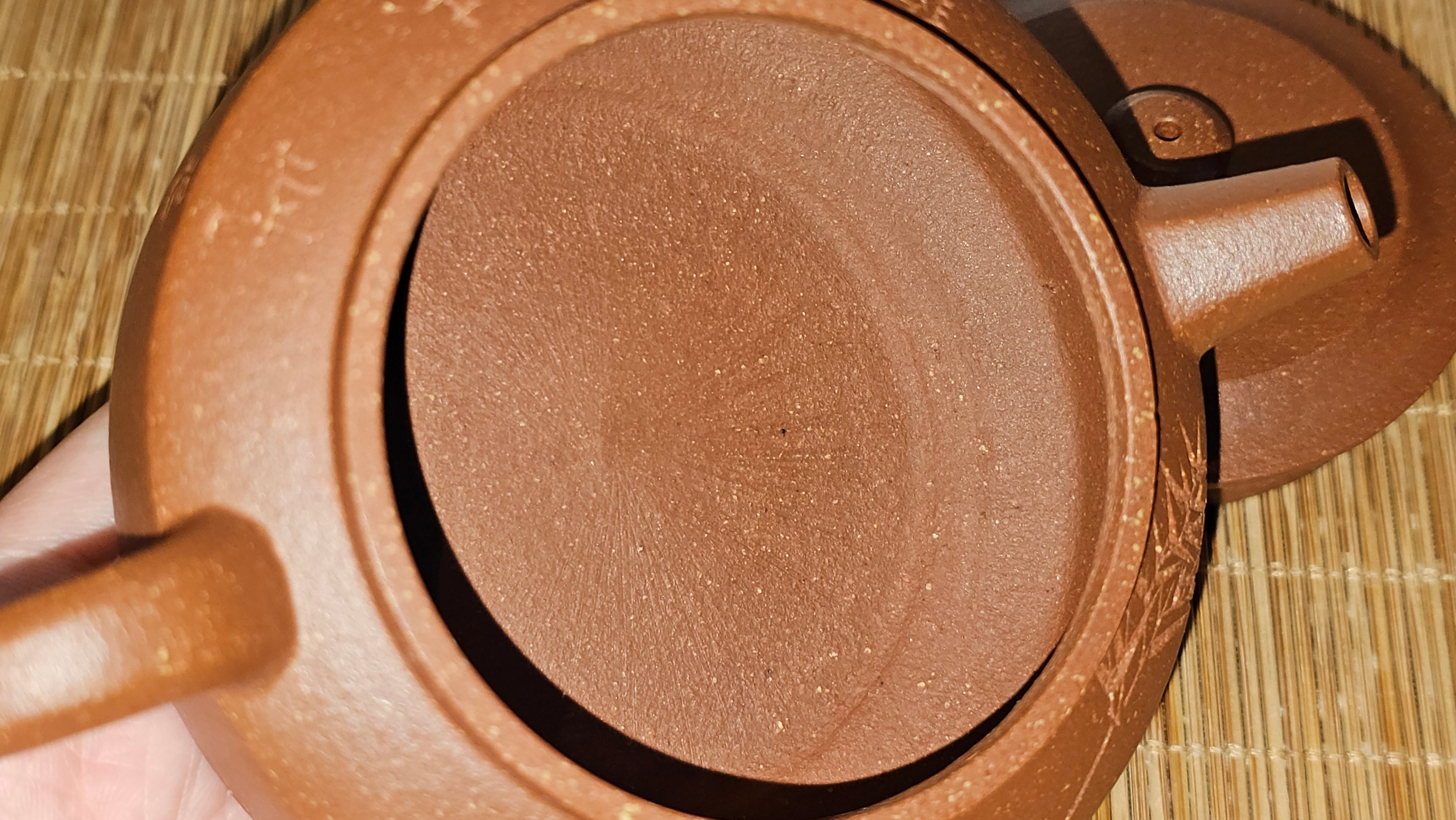 Zhou Pan《周盘》, 167.3ml, Hong Jiang Po Ni 红降坡泥, by Craftsman Zhu Shu 朱舒!~Engraving of Bamboos and Verse by Craftsman Mu Shan 牧山 ~ Congratulations!to Dr L.L, 1520hrs 9th Oct 2025, Ventura, CA!