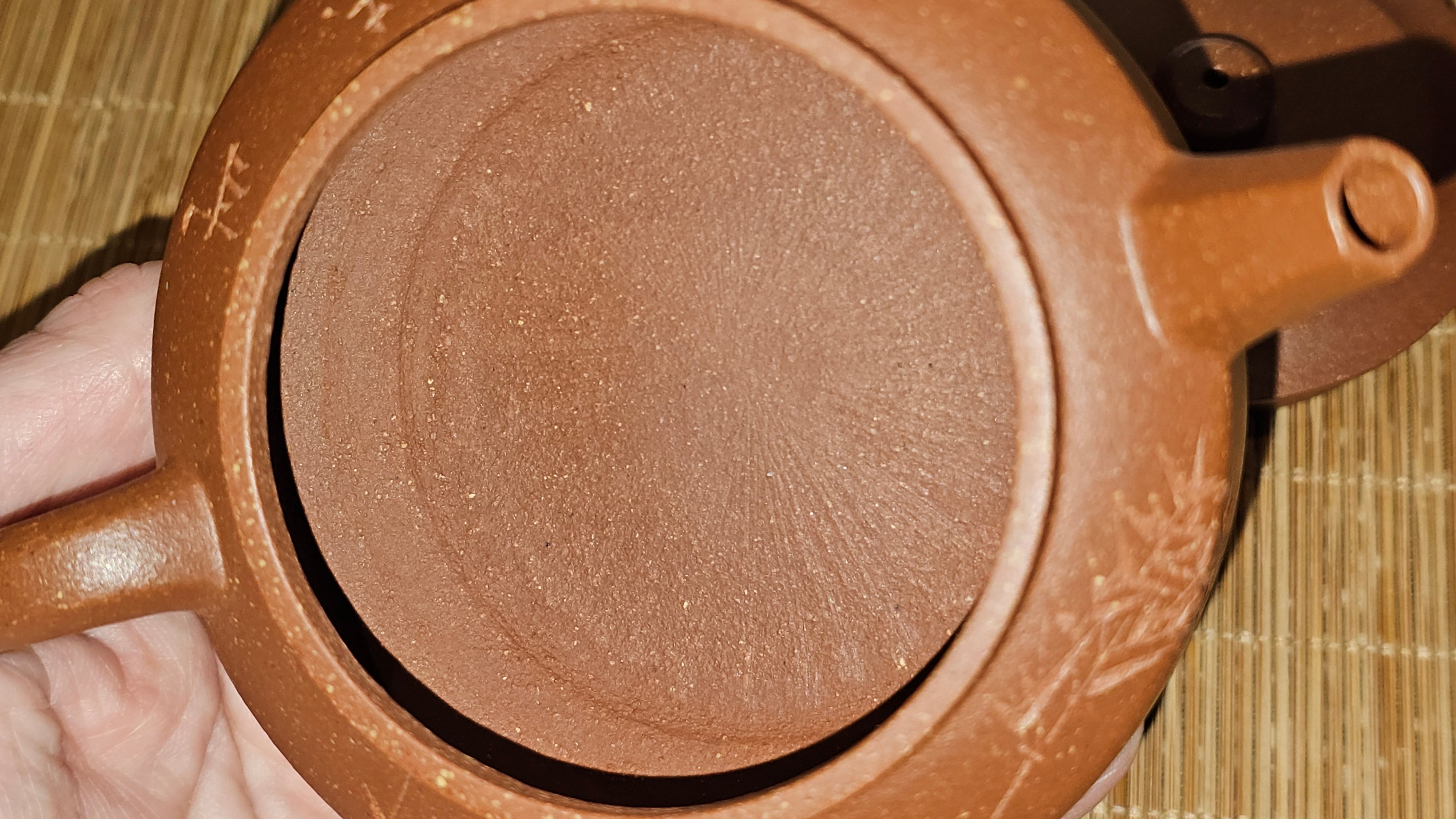 Zhou Pan《周盘》, 167.3ml, Hong Jiang Po Ni 红降坡泥, by Craftsman Zhu Shu 朱舒!~Engraving of Bamboos and Verse by Craftsman Mu Shan 牧山 ~ Congratulations!to Dr L.L, 1520hrs 9th Oct 2025, Ventura, CA!