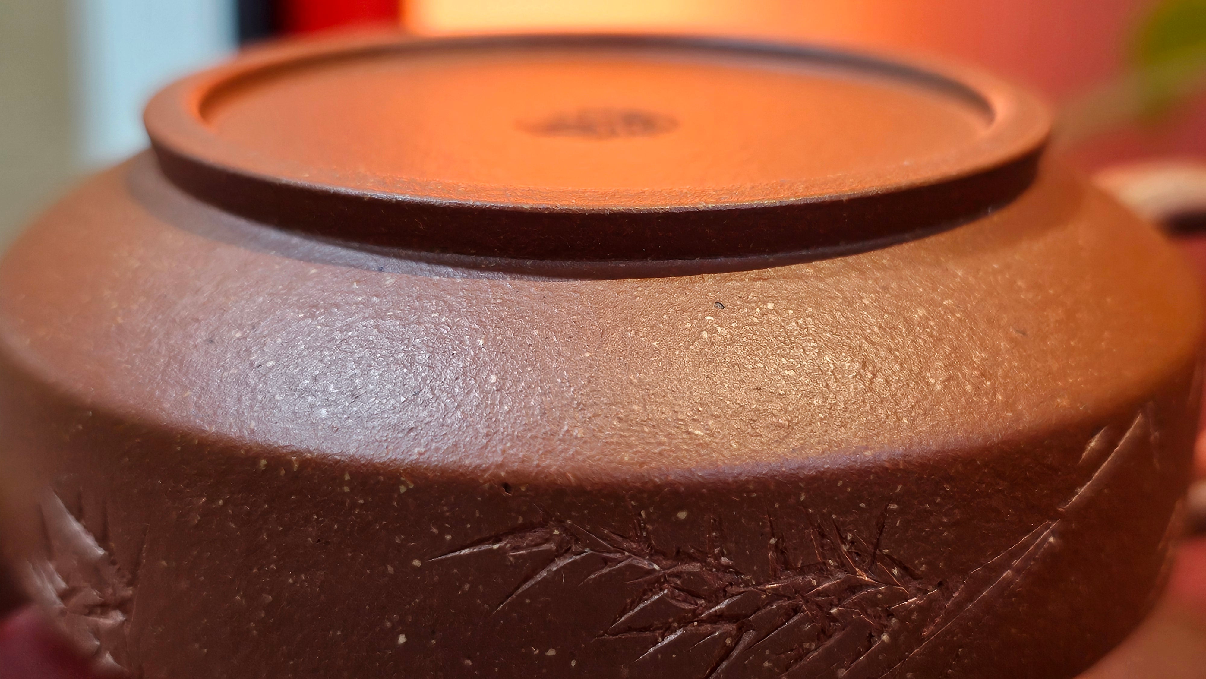 Zhou Pan《周盘》, 167.3ml, Hong Jiang Po Ni 红降坡泥, by Craftsman Zhu Shu 朱舒!~Engraving of Bamboos and Verse by Craftsman Mu Shan 牧山 ~ Congratulations!to Dr L.L, 1520hrs 9th Oct 2025, Ventura, CA!