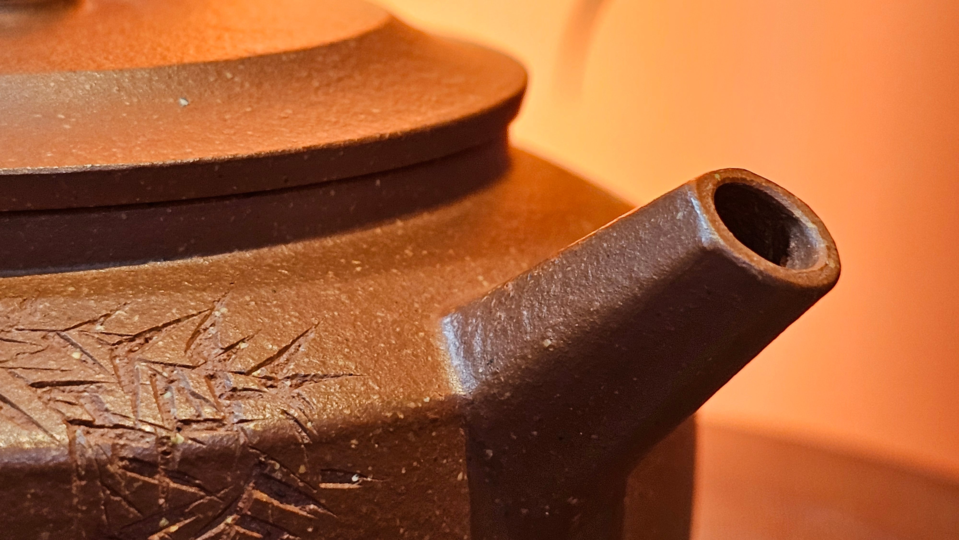 Zhou Pan《周盘》, 167.3ml, Hong Jiang Po Ni 红降坡泥, by Craftsman Zhu Shu 朱舒!~Engraving of Bamboos and Verse by Craftsman Mu Shan 牧山 ~ Congratulations!to Dr L.L, 1520hrs 9th Oct 2025, Ventura, CA!