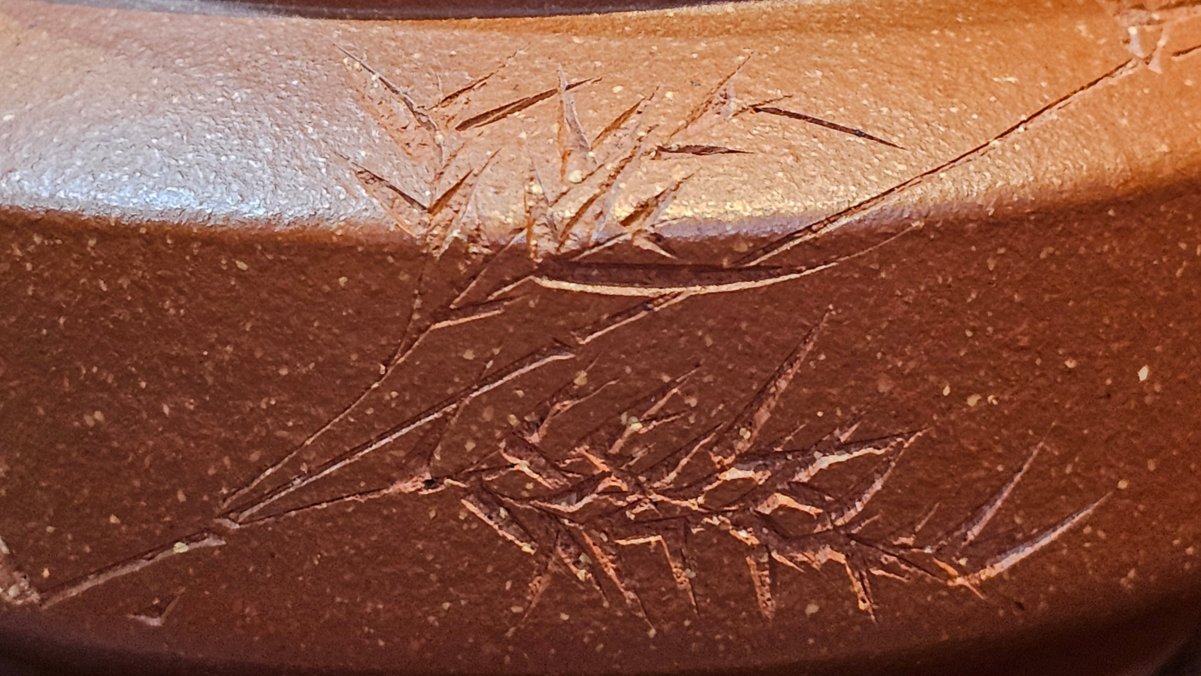 Zhou Pan《周盘》, 167.3ml, Hong Jiang Po Ni 红降坡泥, by Craftsman Zhu Shu 朱舒!~Engraving of Bamboos and Verse by Craftsman Mu Shan 牧山 ~ Congratulations!to Dr L.L, 1520hrs 9th Oct 2025, Ventura, CA!