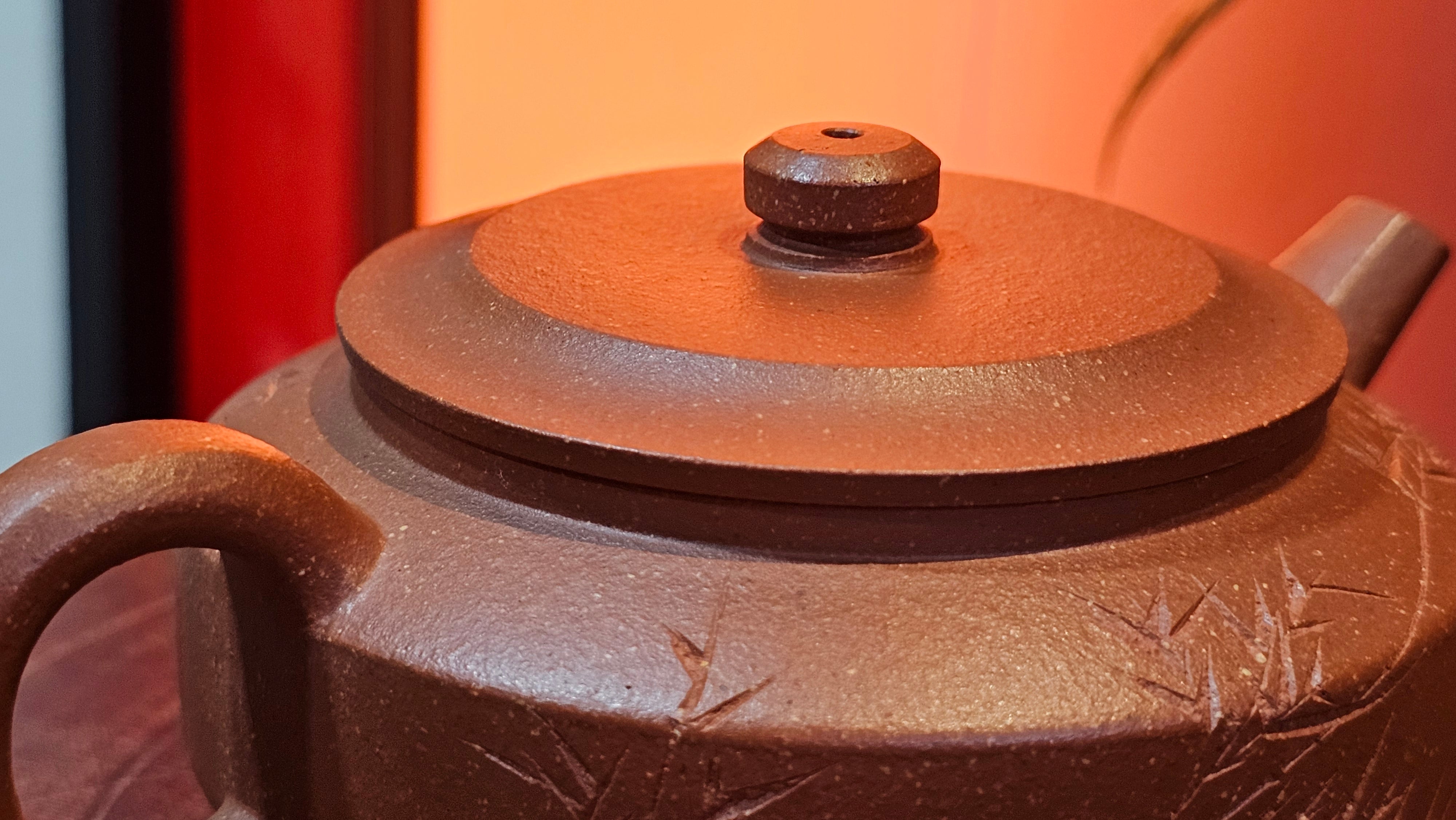 Zhou Pan《周盘》, 167.3ml, Hong Jiang Po Ni 红降坡泥, by Craftsman Zhu Shu 朱舒!~Engraving of Bamboos and Verse by Craftsman Mu Shan 牧山 ~ Congratulations!to Dr L.L, 1520hrs 9th Oct 2025, Ventura, CA!